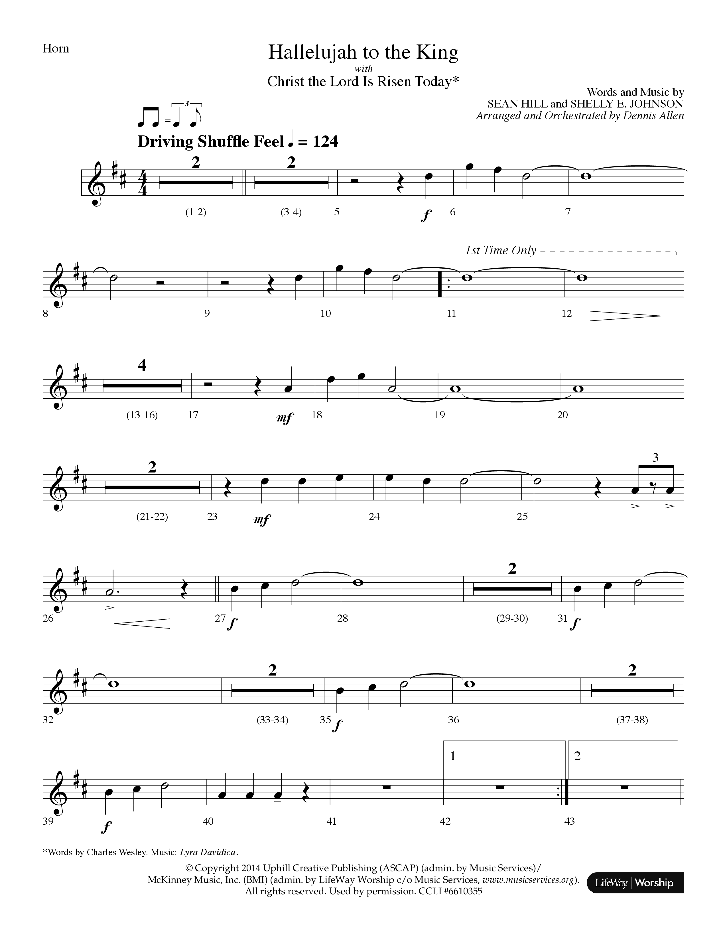 Hallelujah To The King (with Christ The Lord Is Risen Today) (Choral Anthem SATB) French Horn (Lifeway Choral / Arr. Dennis Allen)