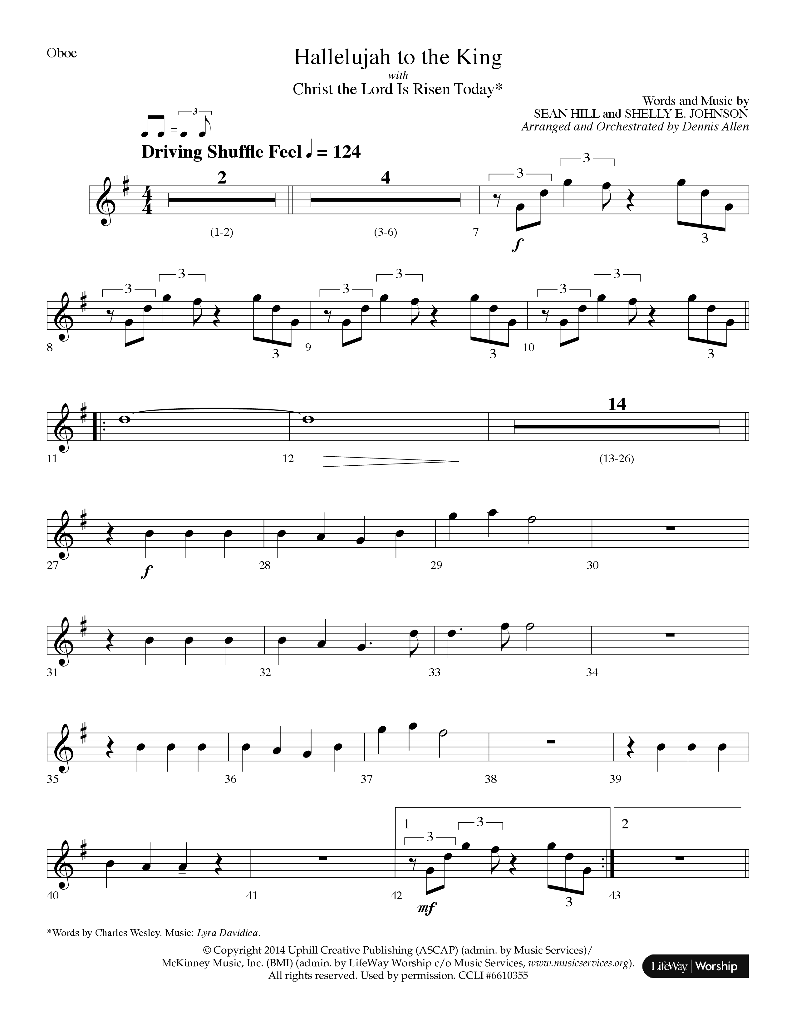 Hallelujah To The King (with Christ The Lord Is Risen Today) (Choral Anthem SATB) Oboe (Lifeway Choral / Arr. Dennis Allen)