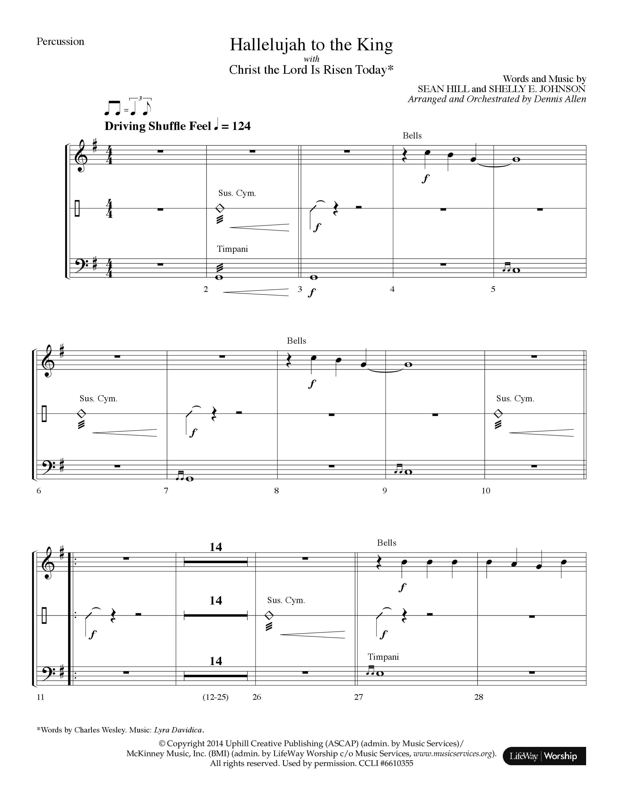 Hallelujah To The King (with Christ The Lord Is Risen Today) (Choral Anthem SATB) Percussion (Lifeway Choral / Arr. Dennis Allen)