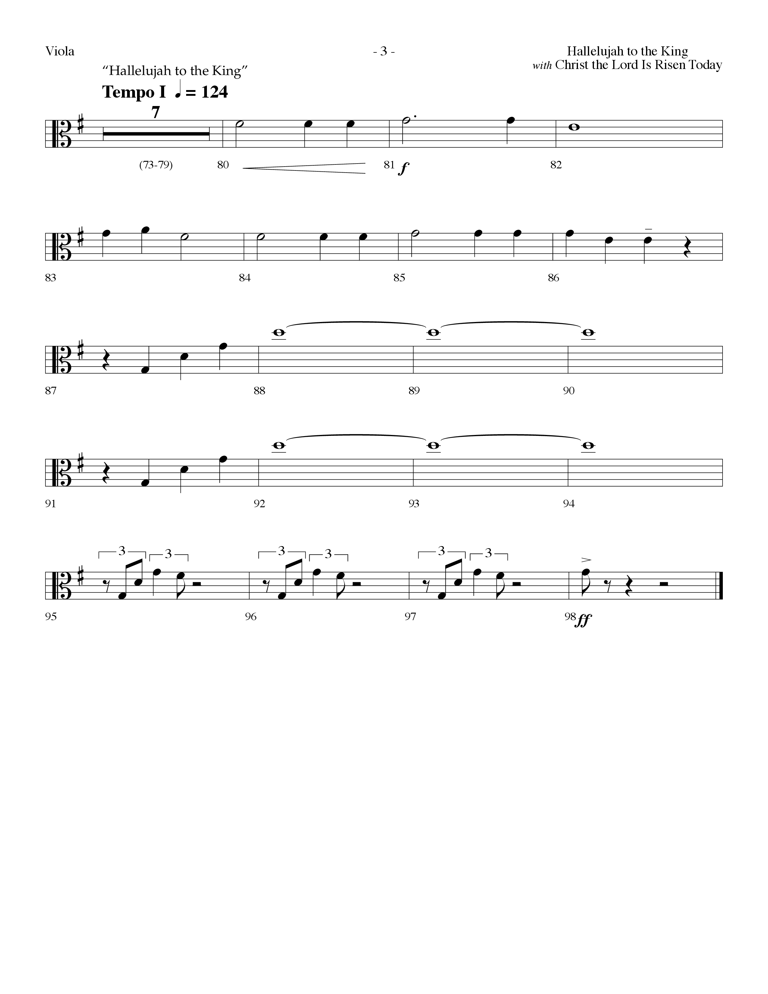 Hallelujah To The King (with Christ The Lord Is Risen Today) (Choral Anthem SATB) Viola (Lifeway Choral / Arr. Dennis Allen)