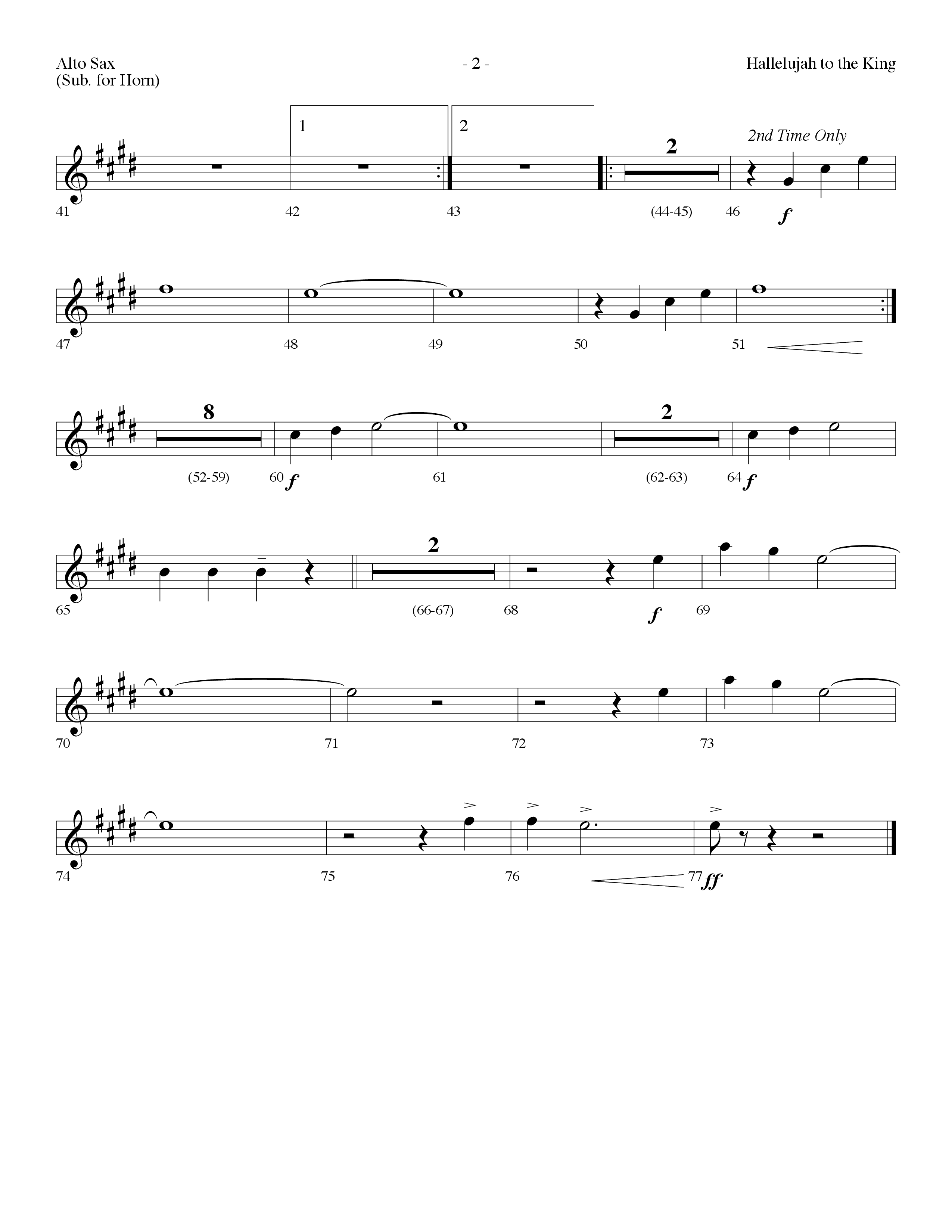 Hallelujah To The King (Choral Anthem SATB) Alto Sax (Lifeway Choral / Arr. Dennis Allen)