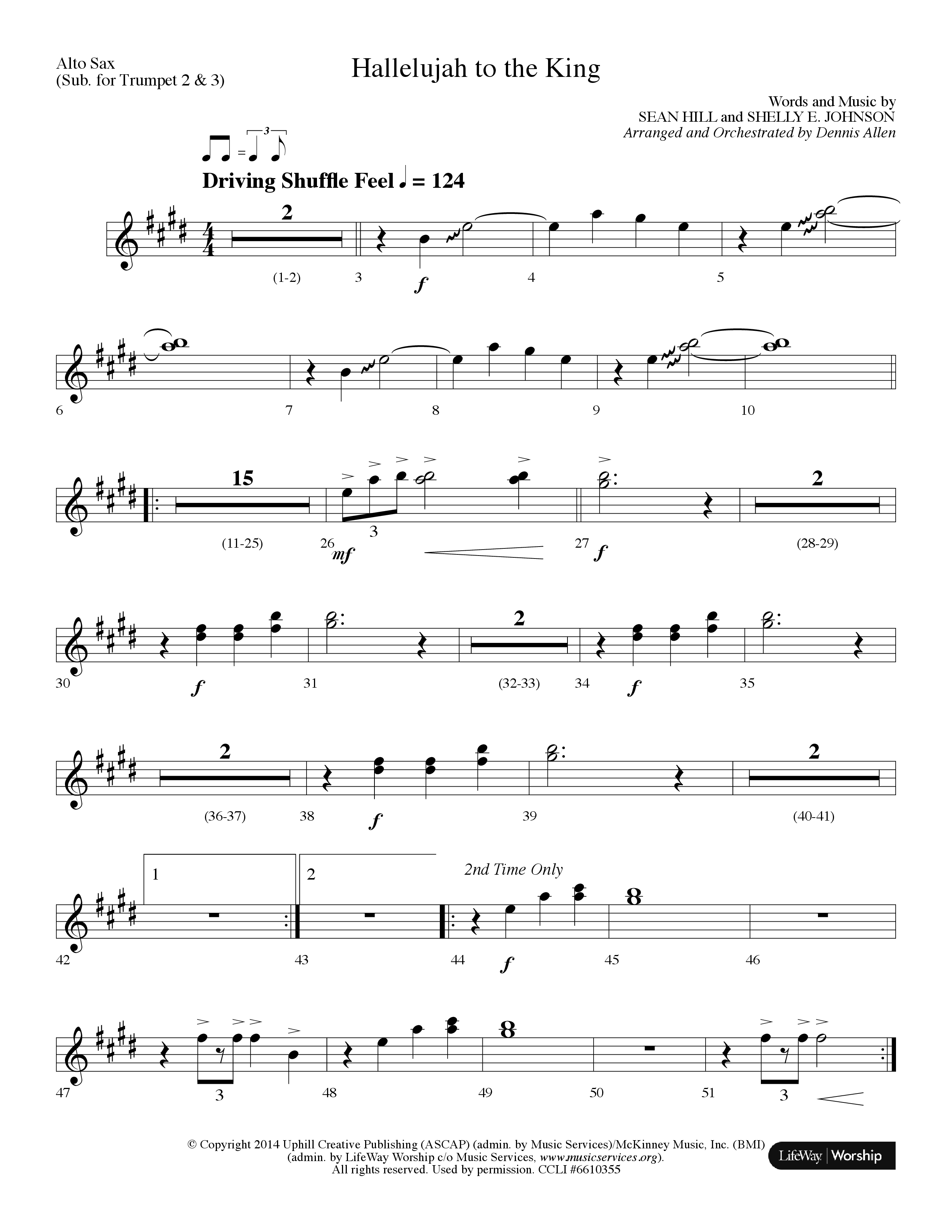 Hallelujah To The King (Choral Anthem SATB) Alto Sax (Lifeway Choral / Arr. Dennis Allen)