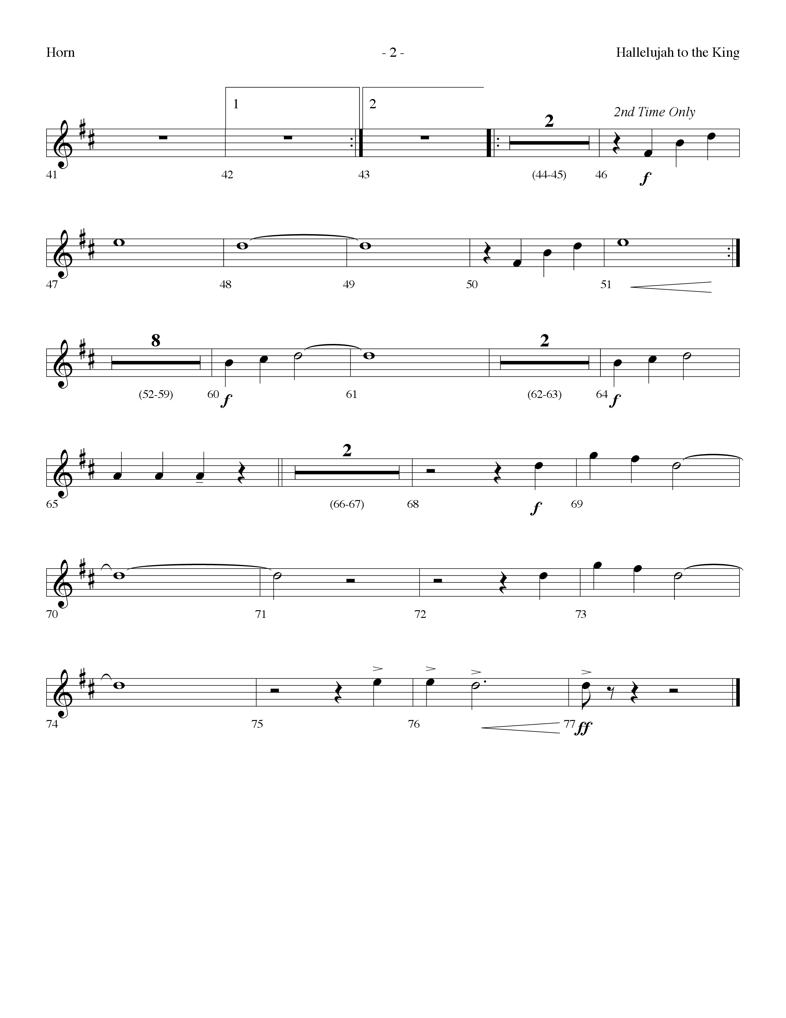 Hallelujah To The King (Choral Anthem SATB) French Horn (Lifeway Choral / Arr. Dennis Allen)