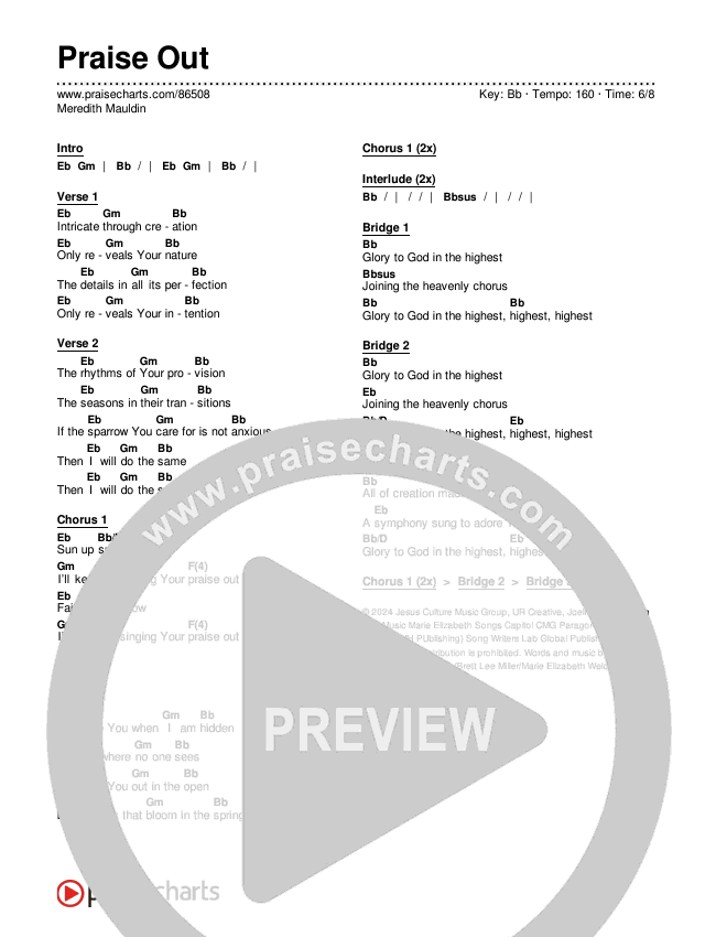 Praise Out Chords & Lyrics (Meredith Mauldin)