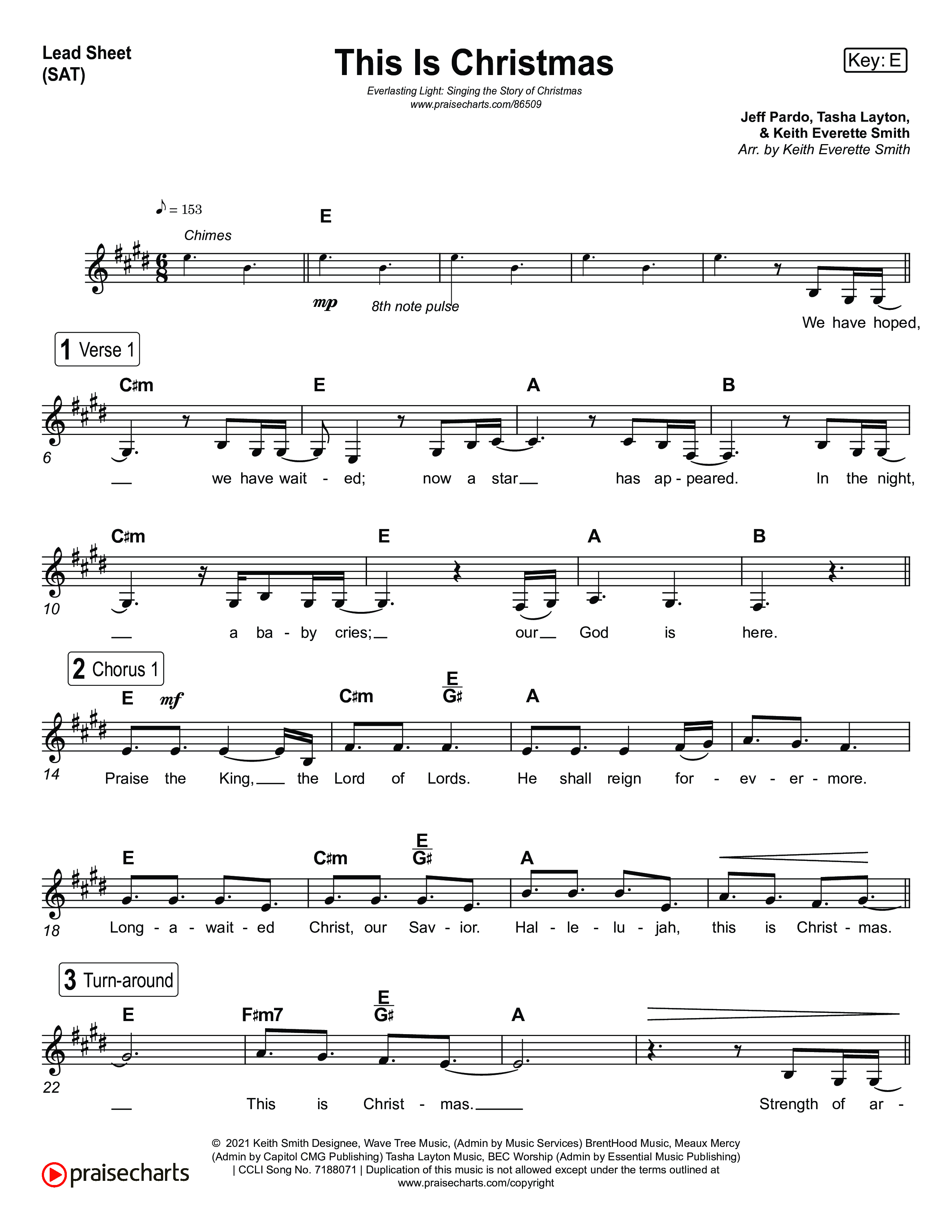 This Is Christmas (Live) Lead Sheet (SAT) (Museum Of The Bible / Tasha Layton / Indiana Wesleyan University Choir / Arr. Keith Everett Smith)