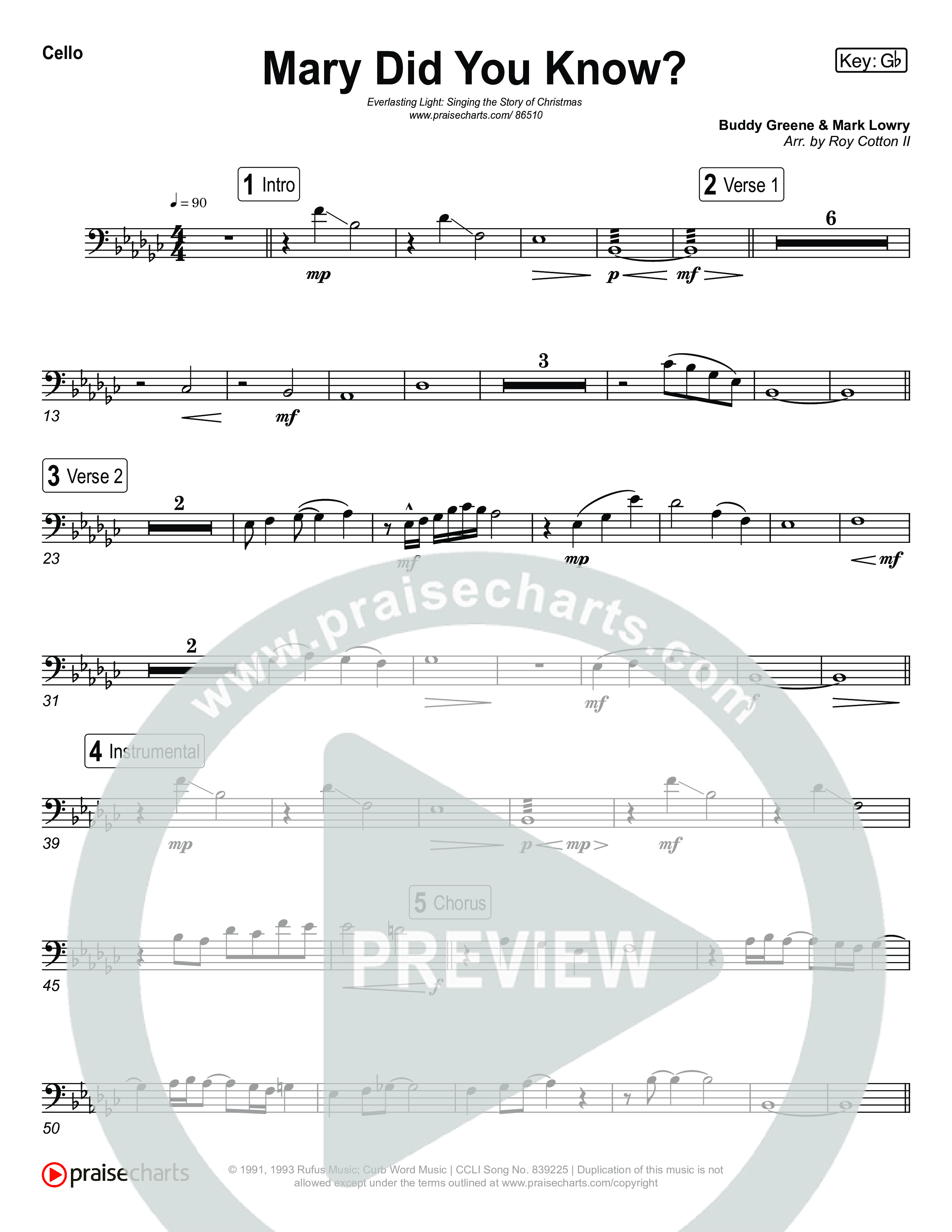 Mary Did You Know (Live) Cello (Museum Of The Bible / Anthony Evans / Indiana Wesleyan University Choir / Arr. Roy Colton II)