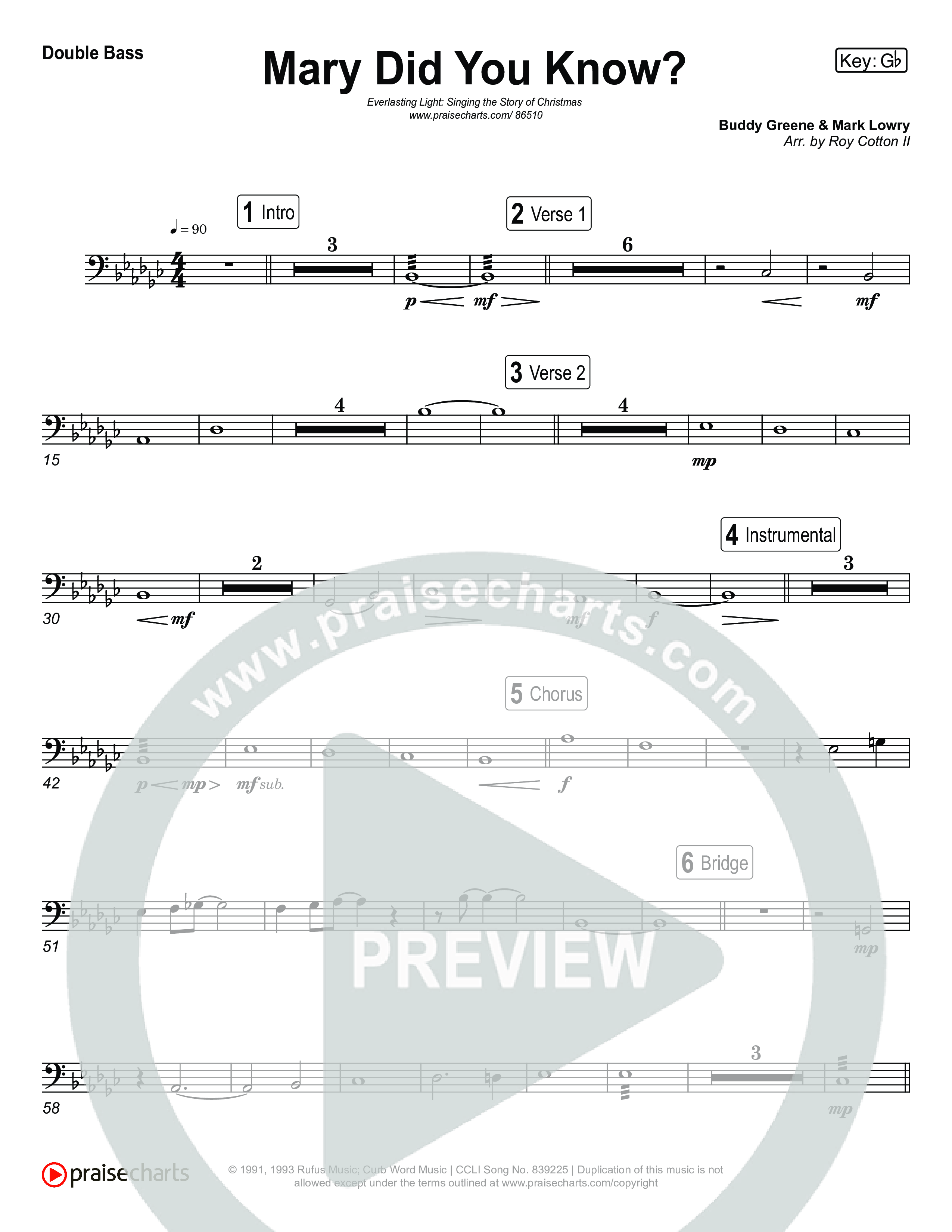 Mary Did You Know (Live) String Bass (Museum Of The Bible / Anthony Evans / Indiana Wesleyan University Choir / Arr. Roy Colton II)