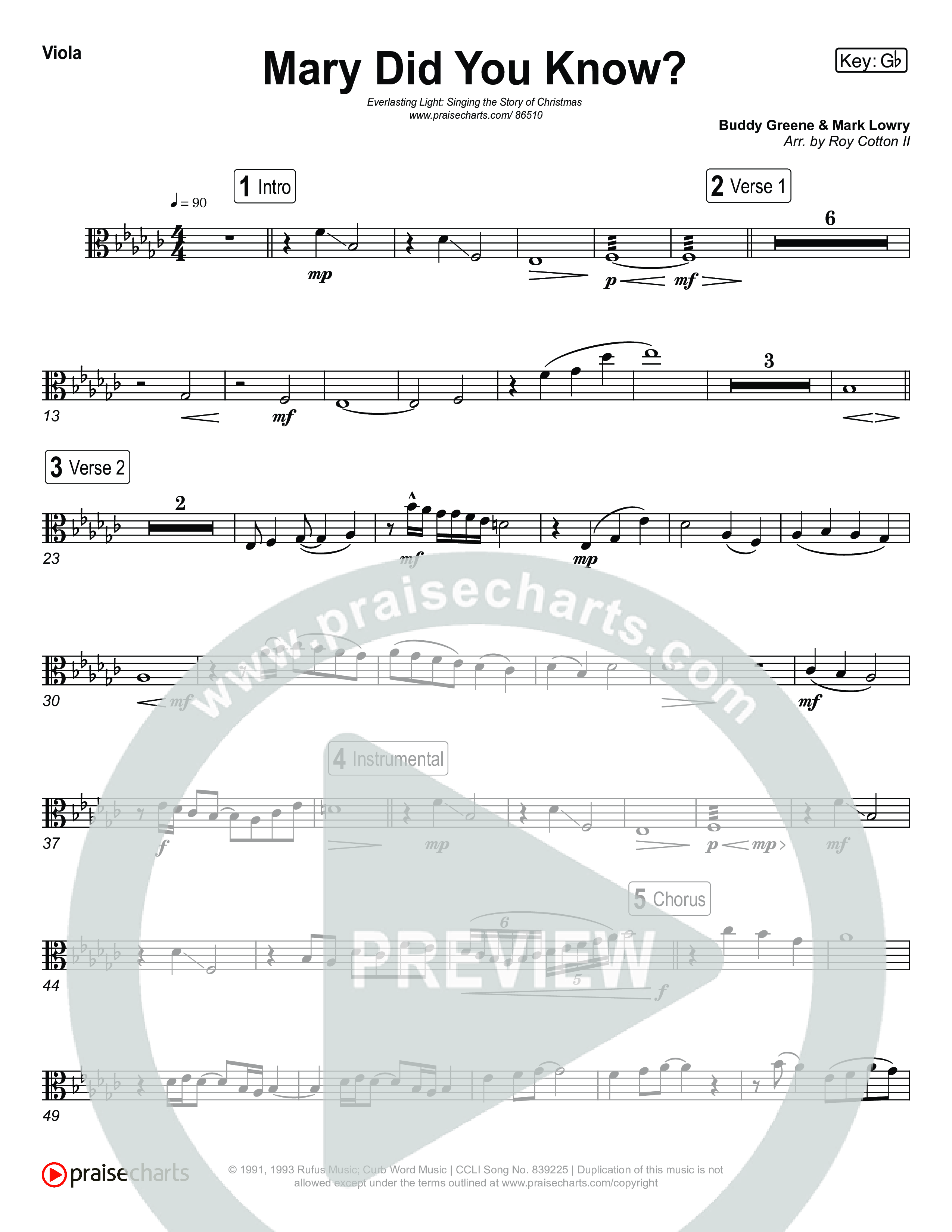 Mary Did You Know (Live) Viola (Museum Of The Bible / Anthony Evans / Indiana Wesleyan University Choir / Arr. Roy Colton II)