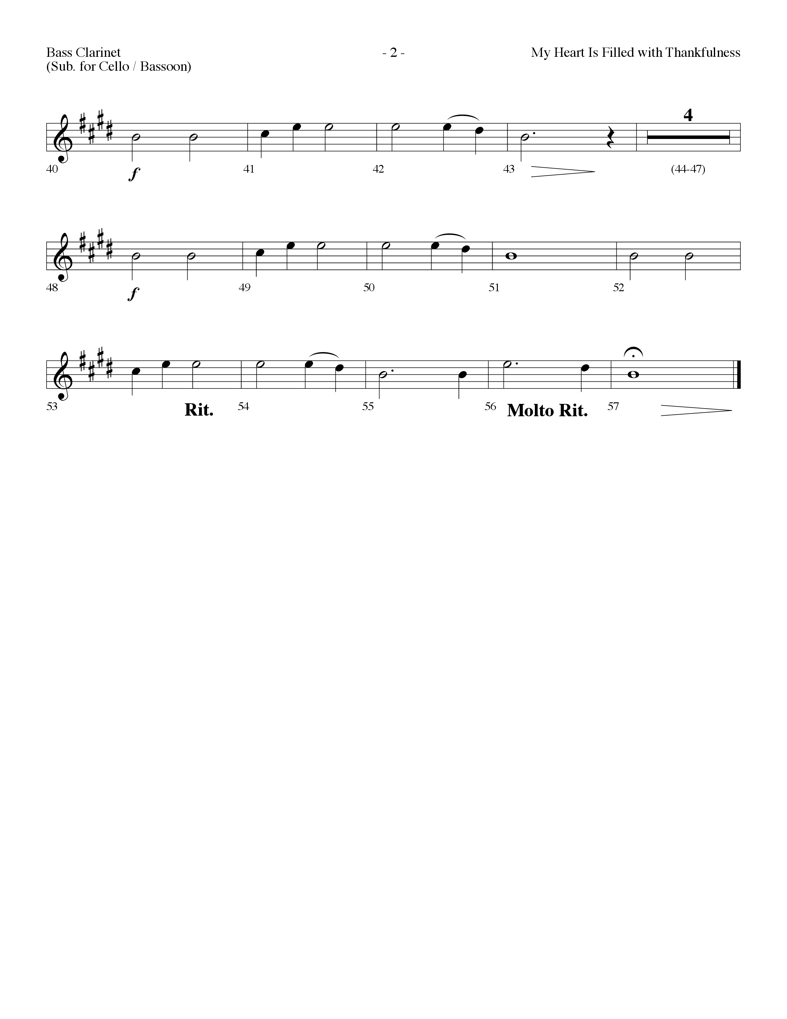 My Heart Is Filled With Thankfulness (Choral Anthem SATB) Bass Clarinet (Lifeway Choral / Arr. Dennis Allen)