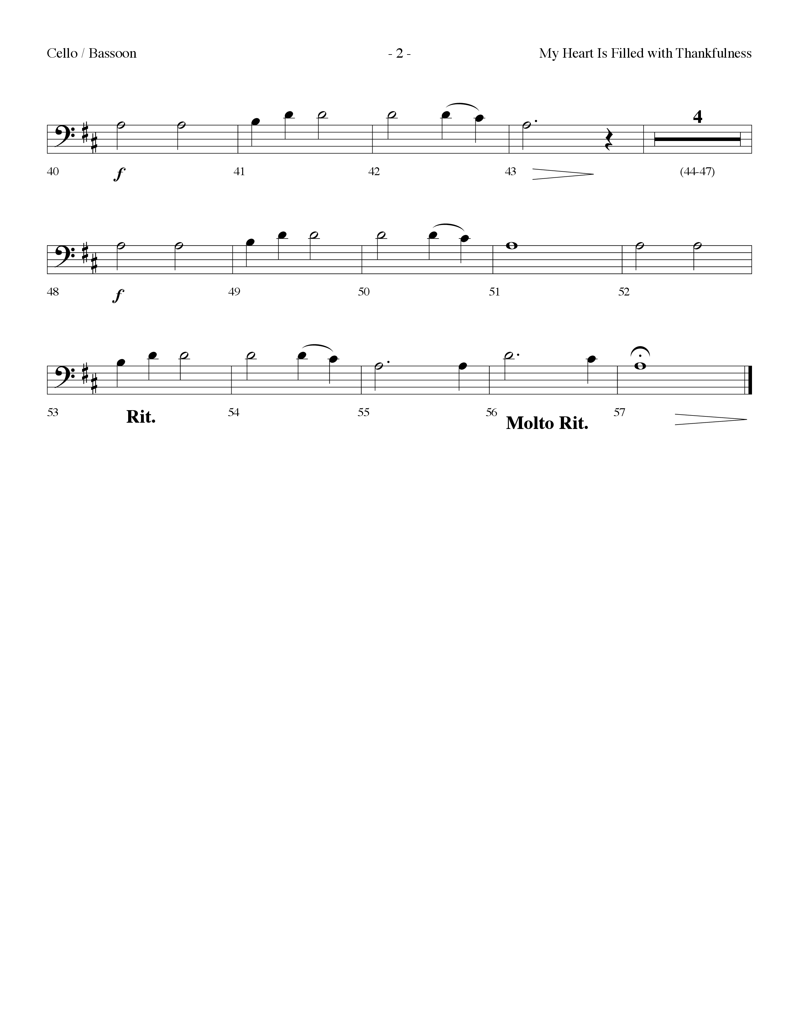 My Heart Is Filled With Thankfulness (Choral Anthem SATB) Cello (Lifeway Choral / Arr. Dennis Allen)