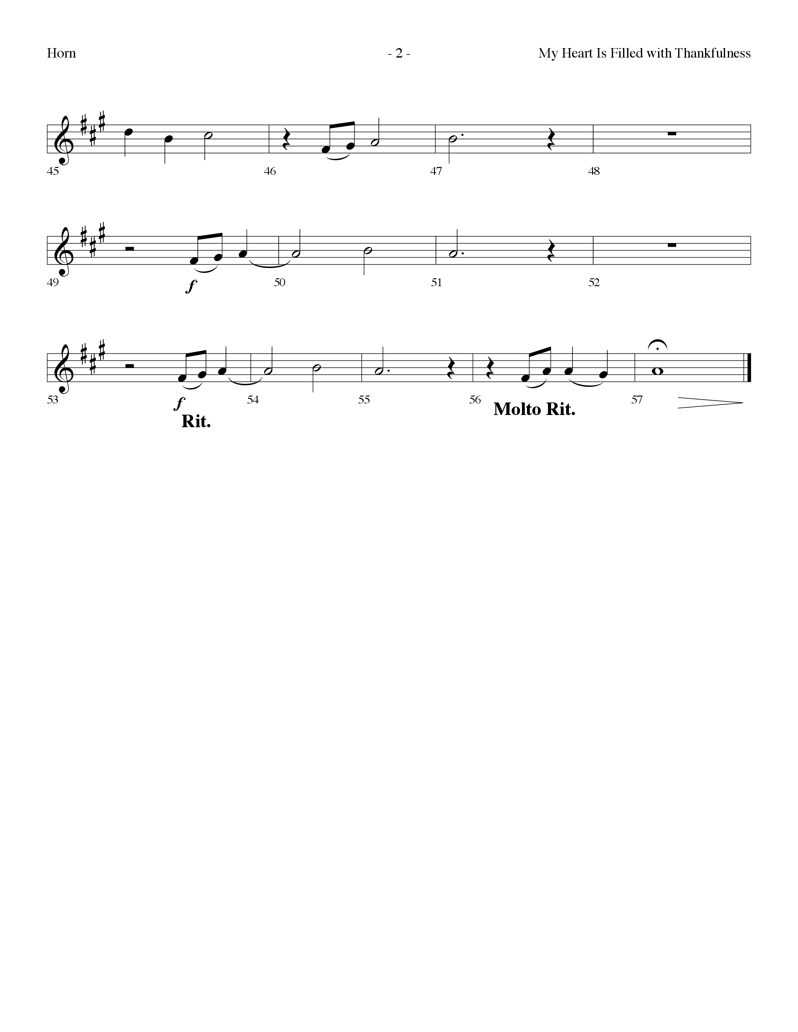 My Heart Is Filled With Thankfulness (Choral Anthem SATB) French Horn (Lifeway Choral / Arr. Dennis Allen)