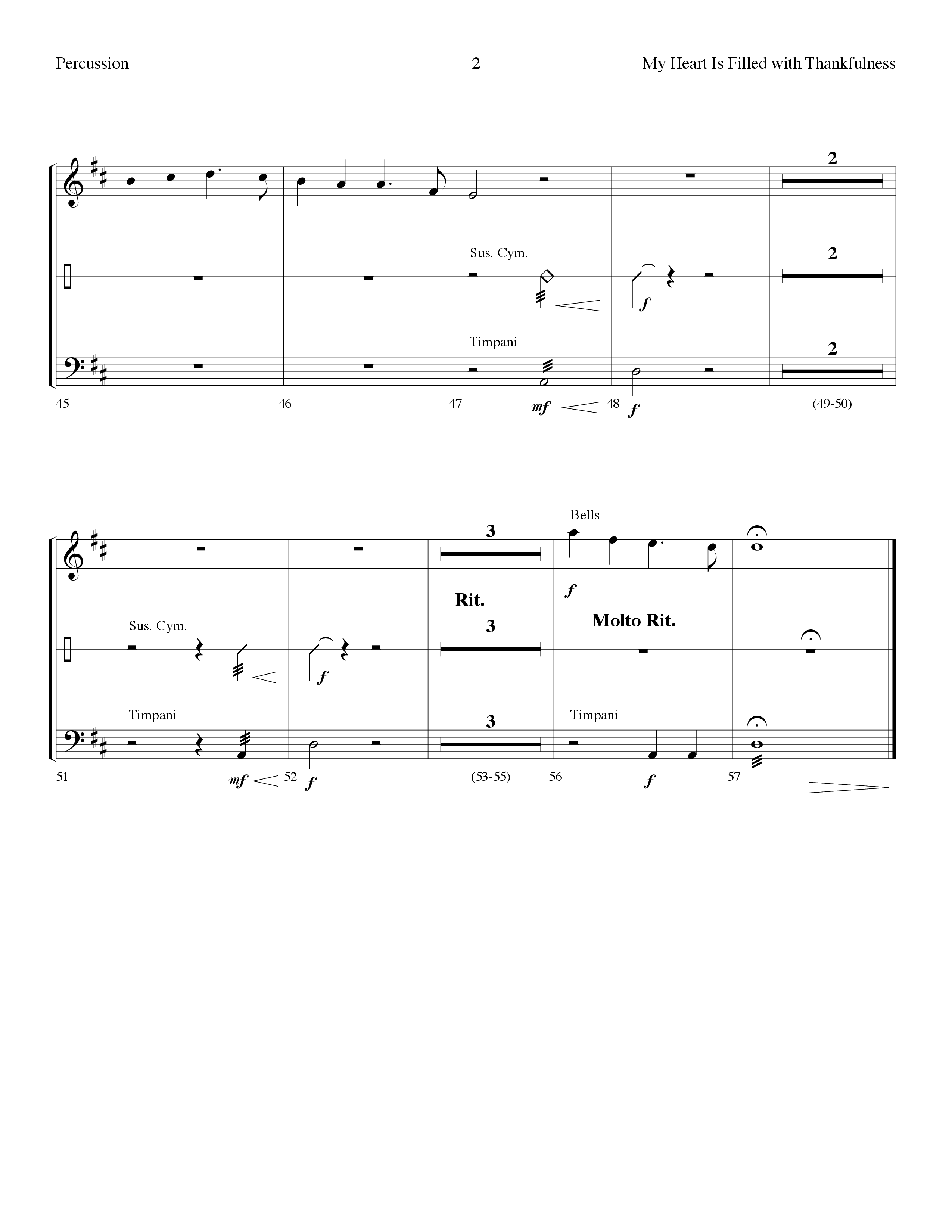 My Heart Is Filled With Thankfulness (Choral Anthem SATB) Percussion (Lifeway Choral / Arr. Dennis Allen)