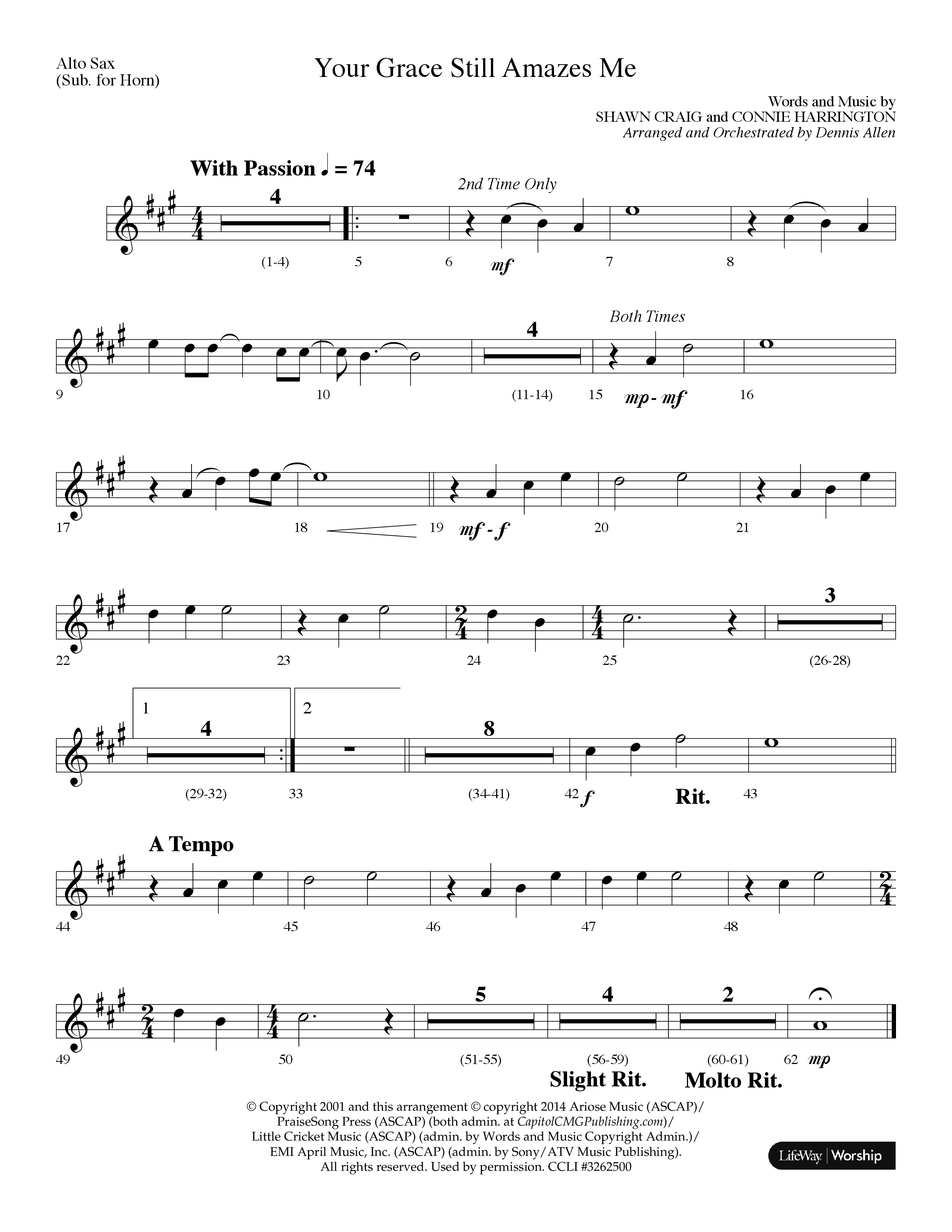 Your Grace Still Amazes Me (Choral Anthem SATB) Alto Sax (Lifeway Choral / Arr. Dennis Allen)