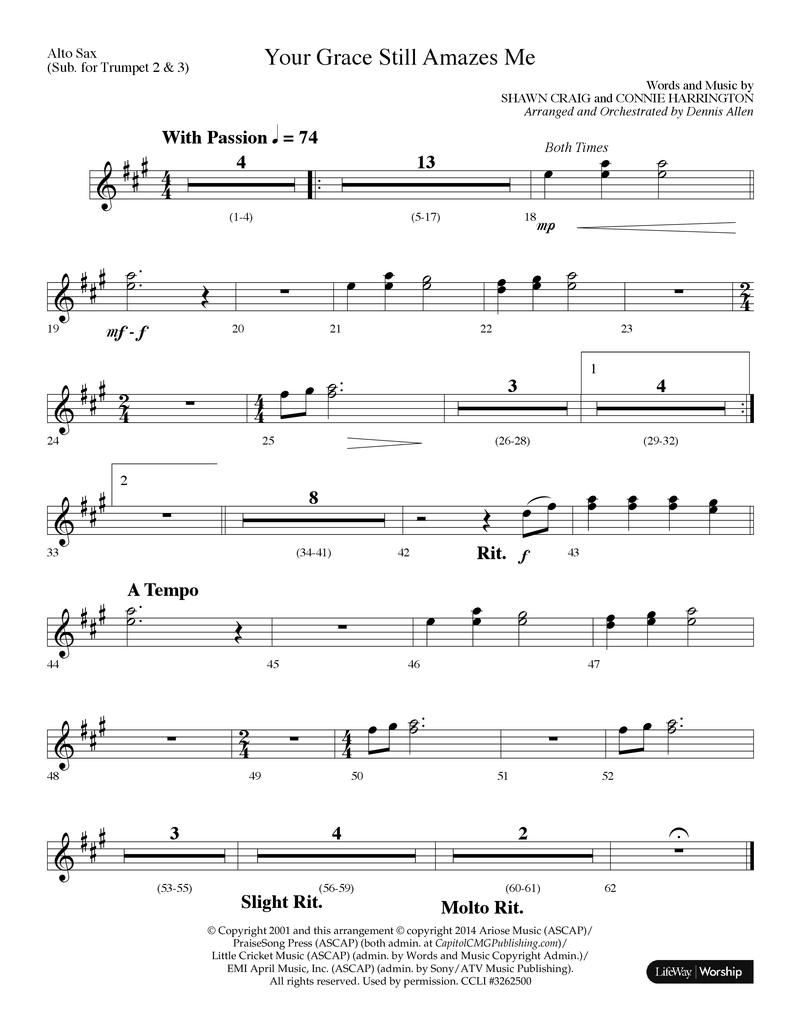 Your Grace Still Amazes Me (Choral Anthem SATB) Alto Sax (Lifeway Choral / Arr. Dennis Allen)