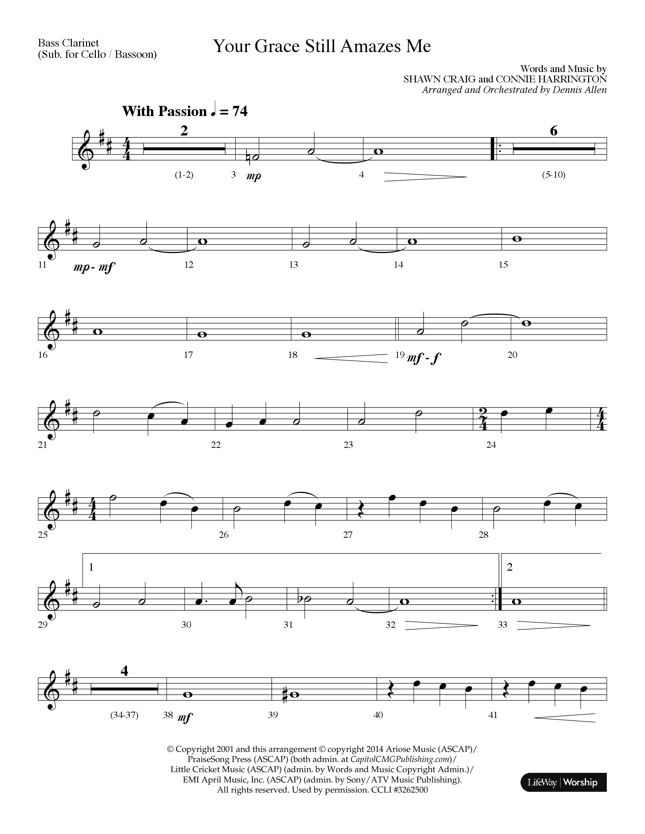 Your Grace Still Amazes Me (Choral Anthem SATB) Bass Clarinet (Lifeway Choral / Arr. Dennis Allen)