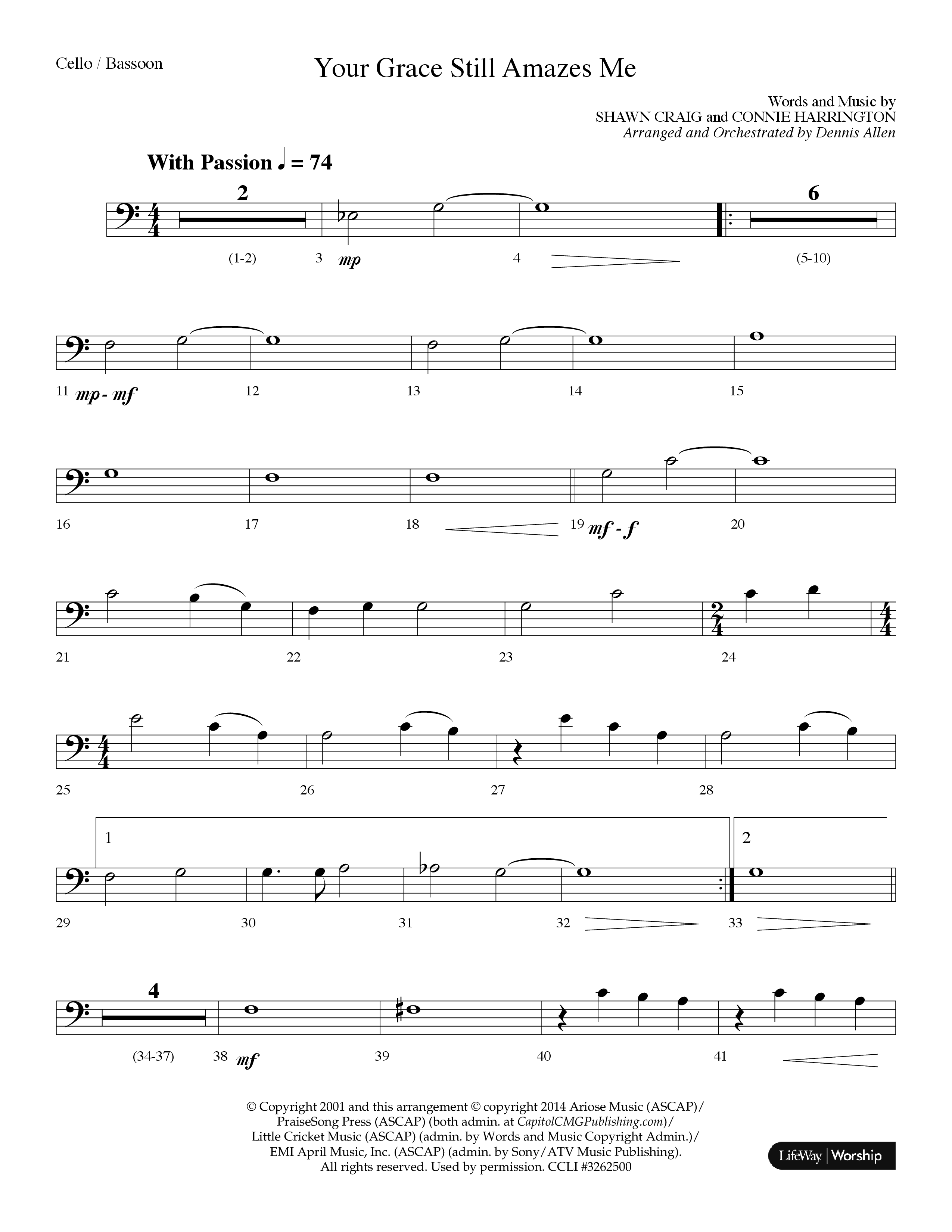 Your Grace Still Amazes Me (Choral Anthem SATB) Cello (Lifeway Choral / Arr. Dennis Allen)