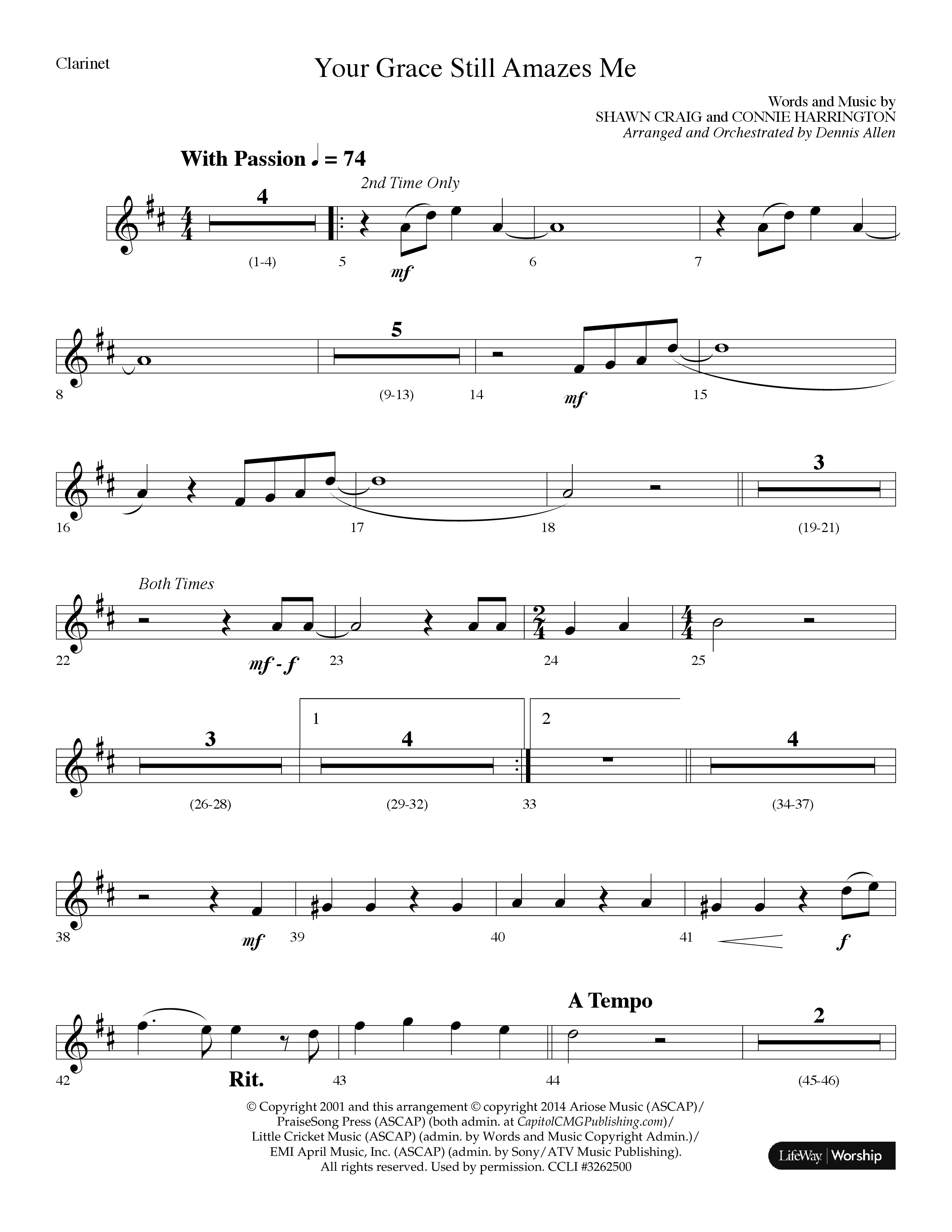 Your Grace Still Amazes Me (Choral Anthem SATB) Clarinet (Lifeway Choral / Arr. Dennis Allen)