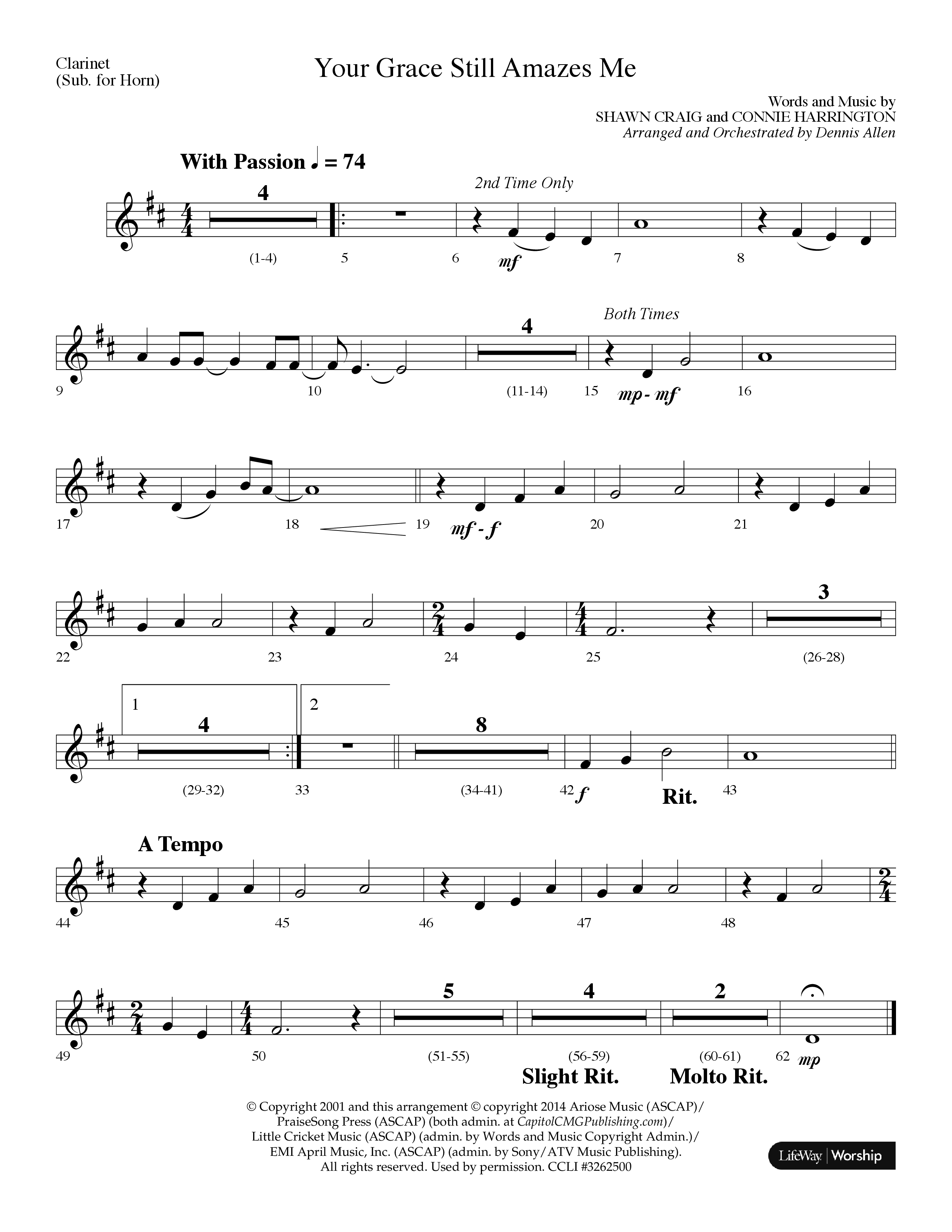 Your Grace Still Amazes Me (Choral Anthem SATB) Clarinet (Lifeway Choral / Arr. Dennis Allen)