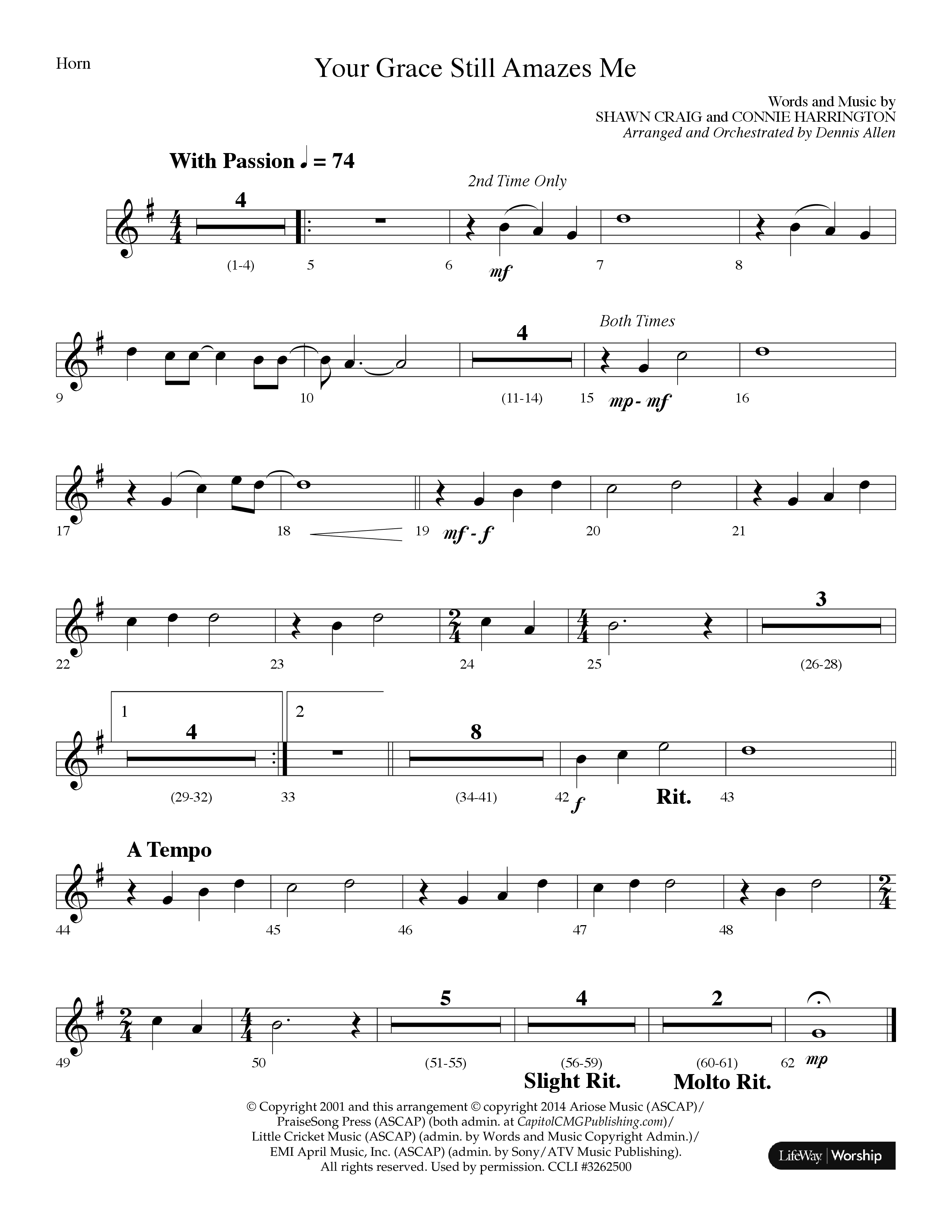 Your Grace Still Amazes Me (Choral Anthem SATB) French Horn (Lifeway Choral / Arr. Dennis Allen)