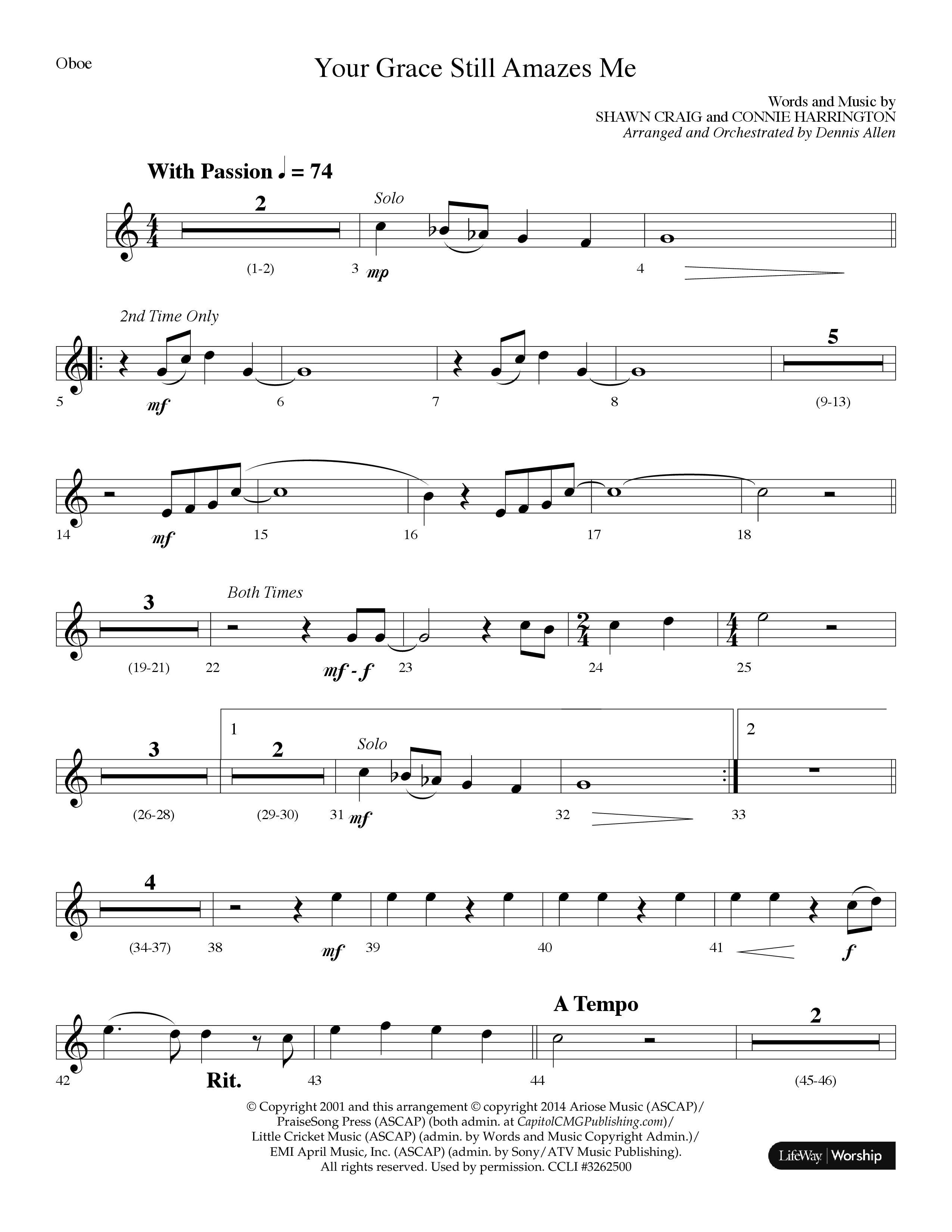 Your Grace Still Amazes Me (Choral Anthem SATB) Oboe (Lifeway Choral / Arr. Dennis Allen)