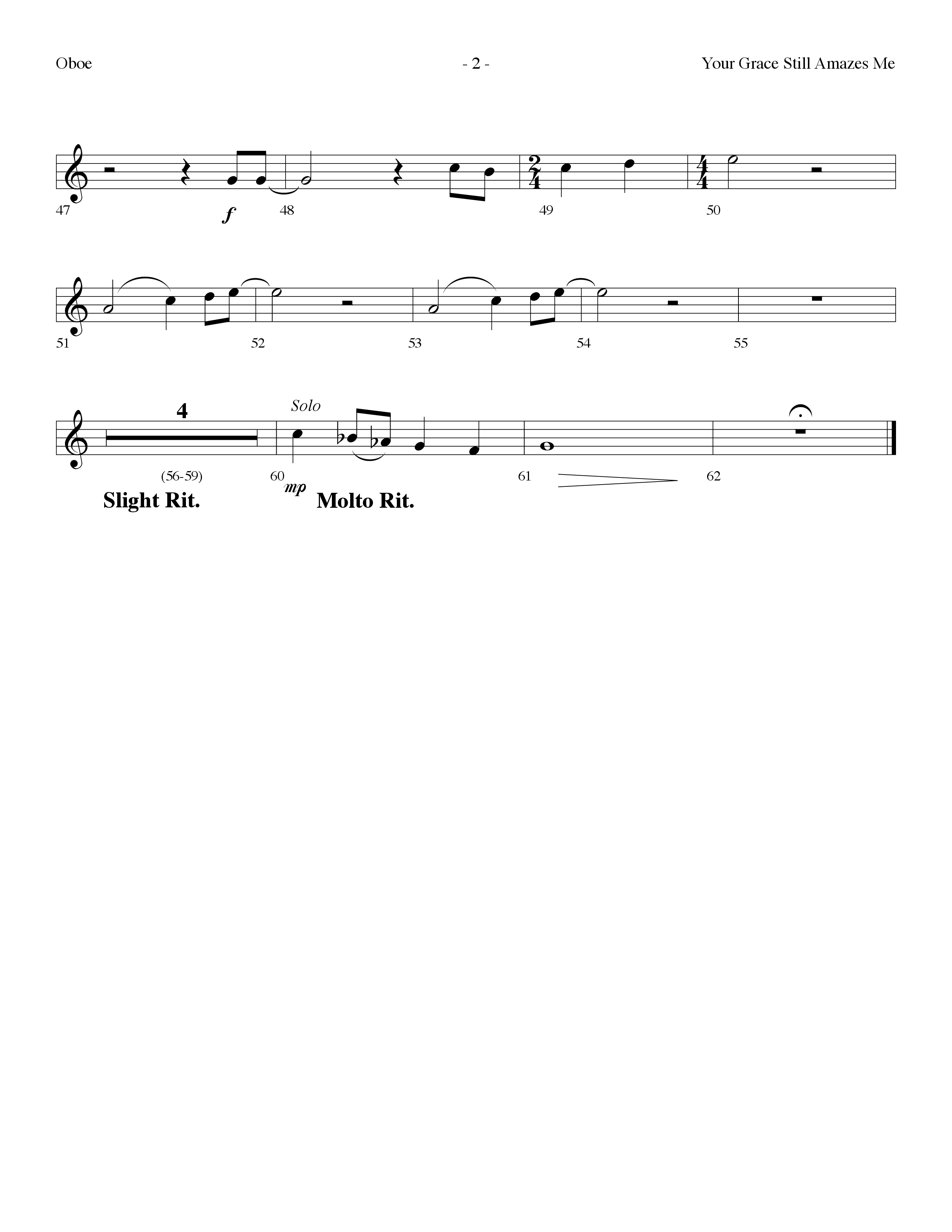 Your Grace Still Amazes Me (Choral Anthem SATB) Oboe (Lifeway Choral / Arr. Dennis Allen)