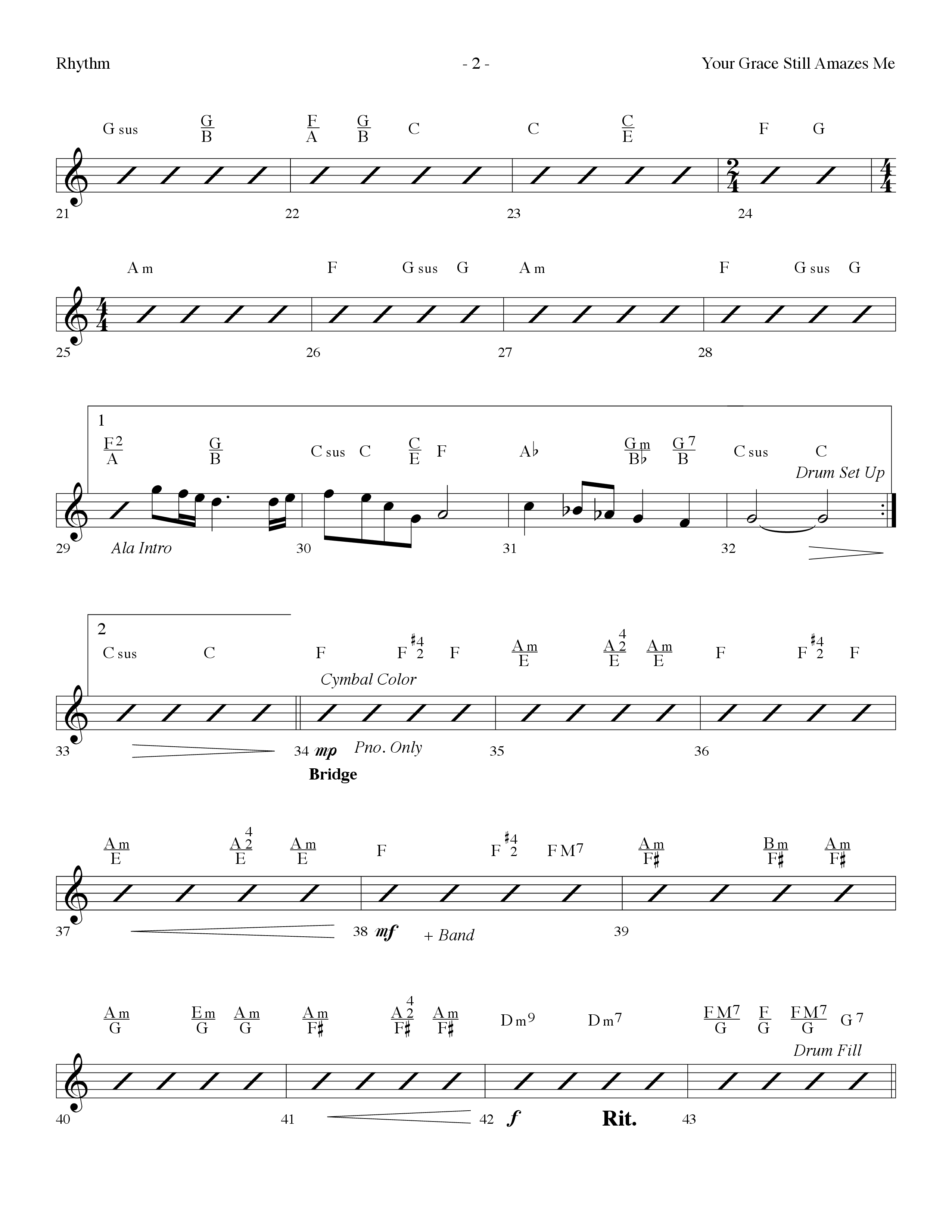 Your Grace Still Amazes Me (Choral Anthem SATB) Rhythm Chart (Lifeway Choral / Arr. Dennis Allen)