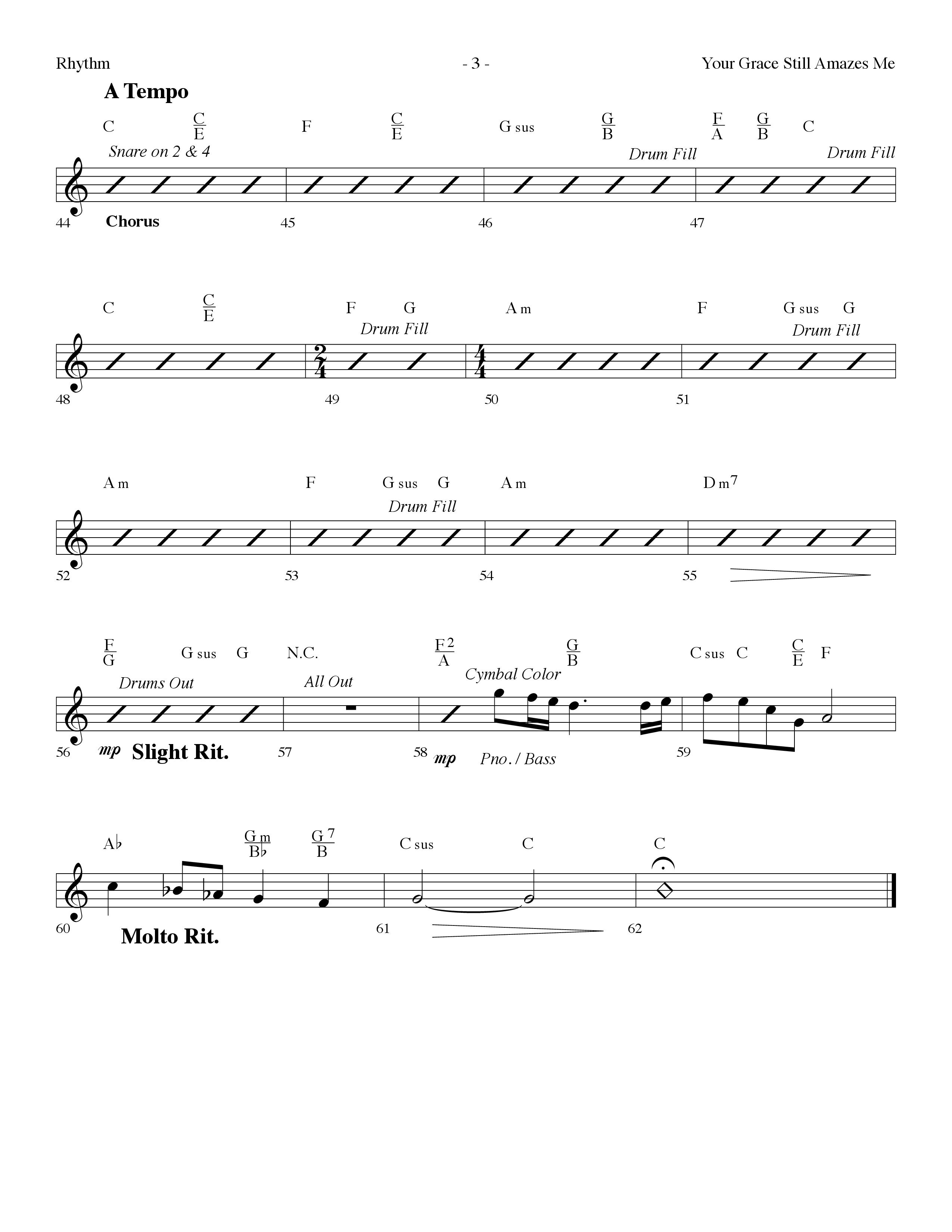 Your Grace Still Amazes Me (Choral Anthem SATB) Rhythm Chart (Lifeway Choral / Arr. Dennis Allen)