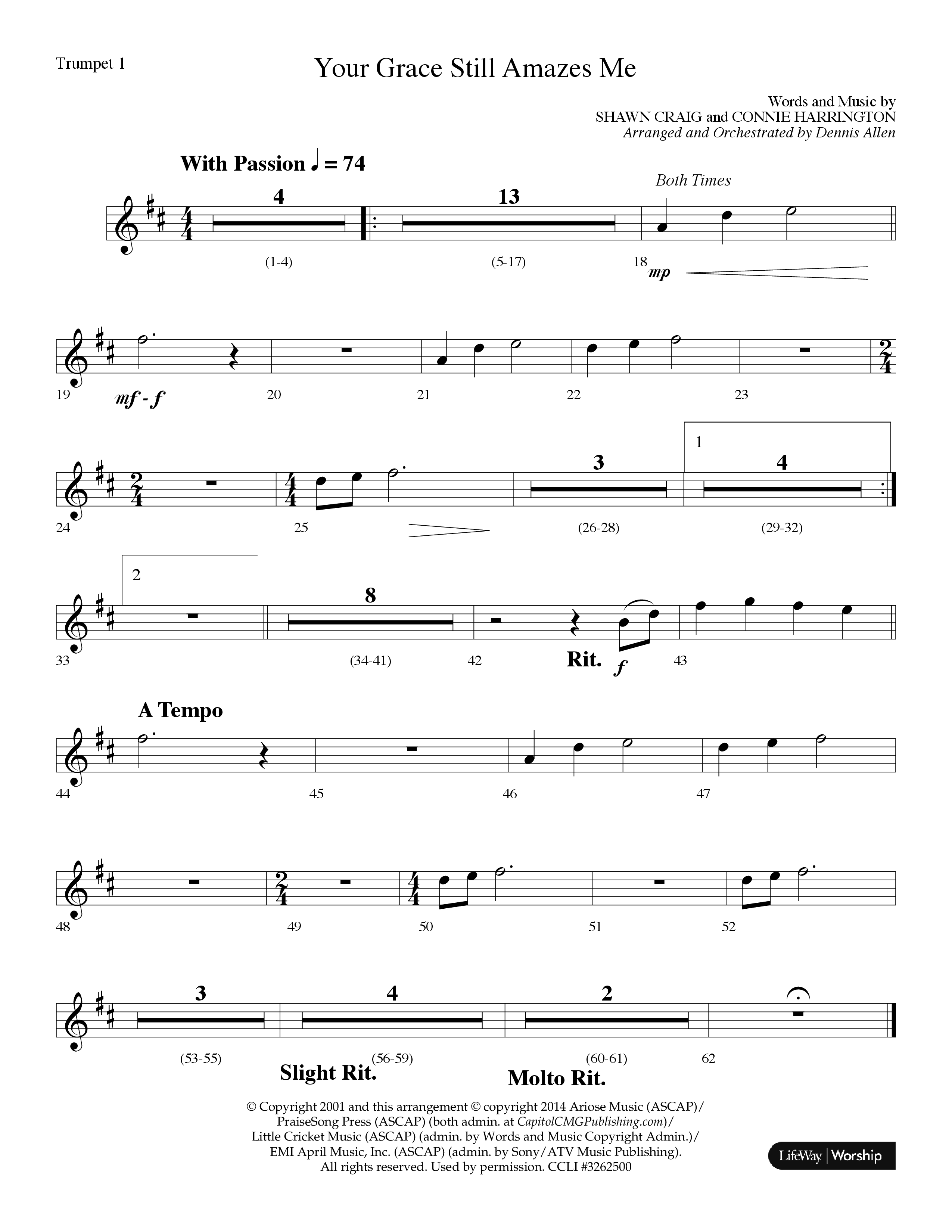 Your Grace Still Amazes Me (Choral Anthem SATB) Trumpet 1 (Lifeway Choral / Arr. Dennis Allen)