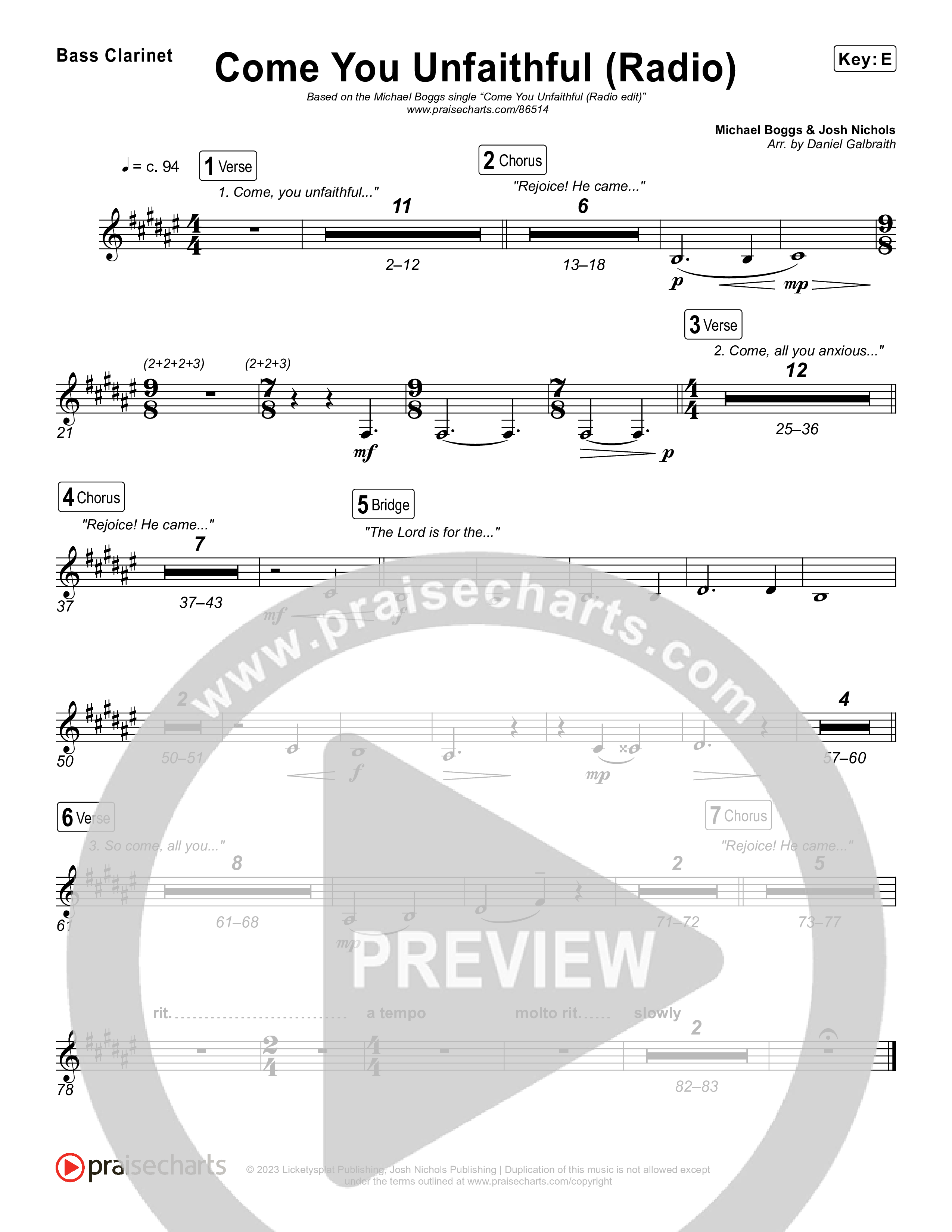 Come You Unfaithful (Radio) Clarinet 1,2 (Michael Boggs)