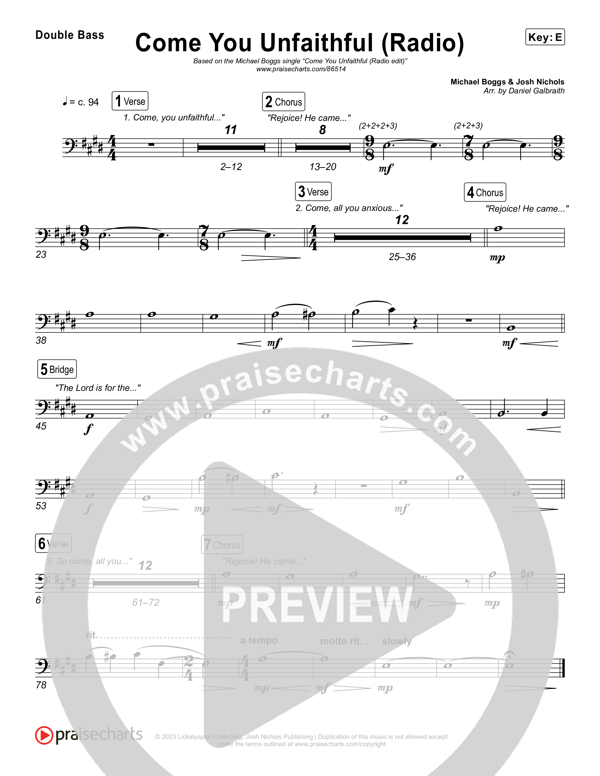 Come You Unfaithful (Radio) String Bass (Michael Boggs)