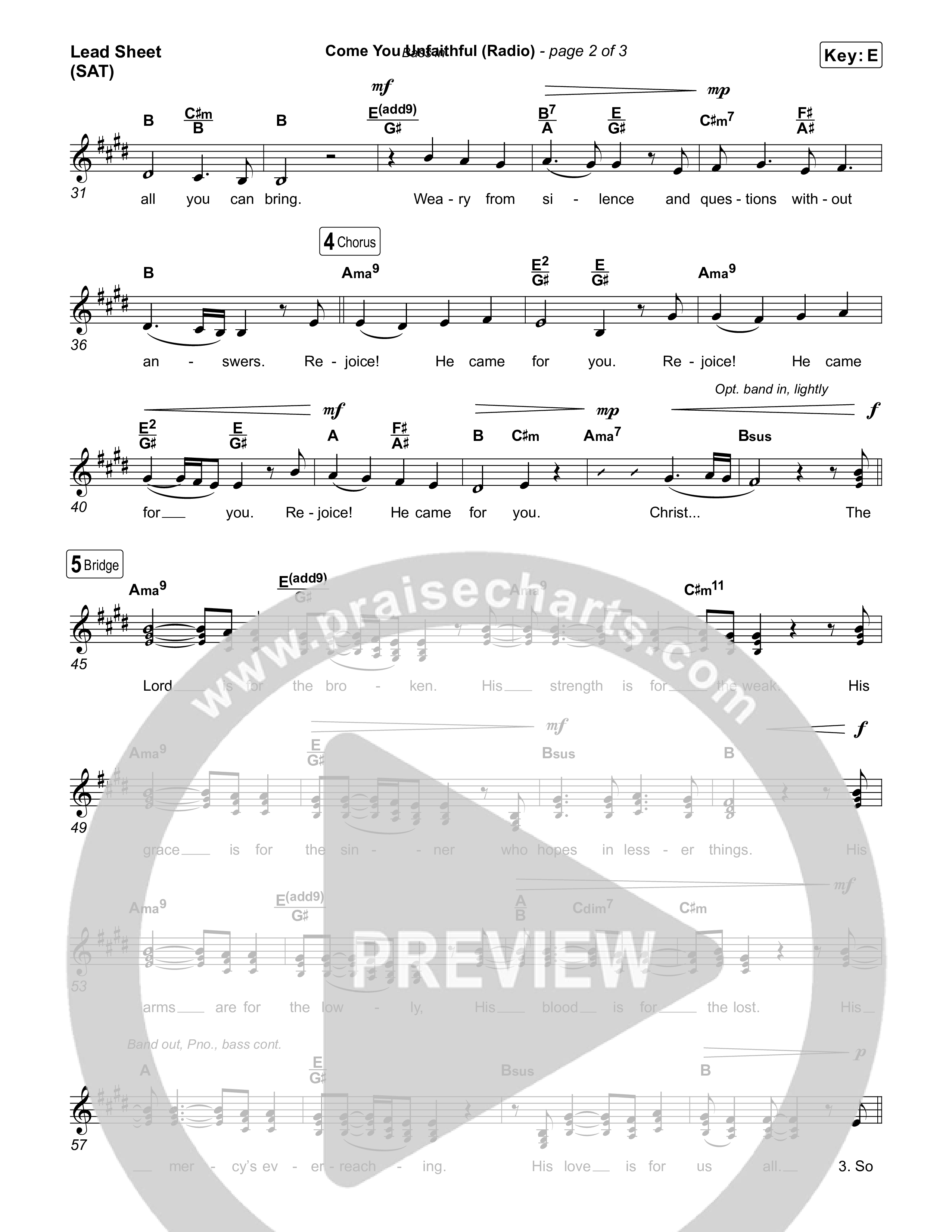 Come You Unfaithful (Radio) Lead Sheet (SAT) (Michael Boggs)