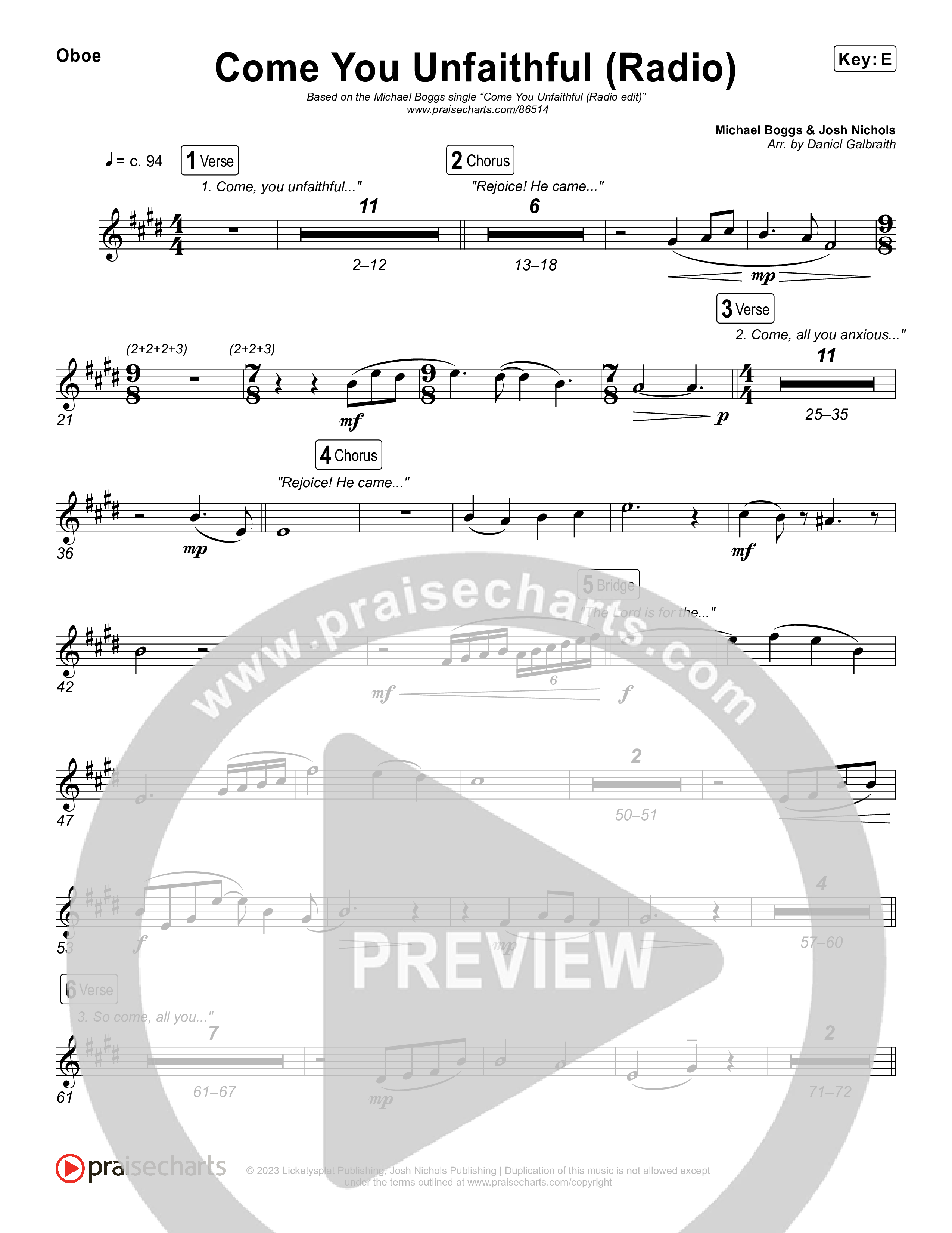 Come You Unfaithful (Radio) Wind Pack (Michael Boggs)