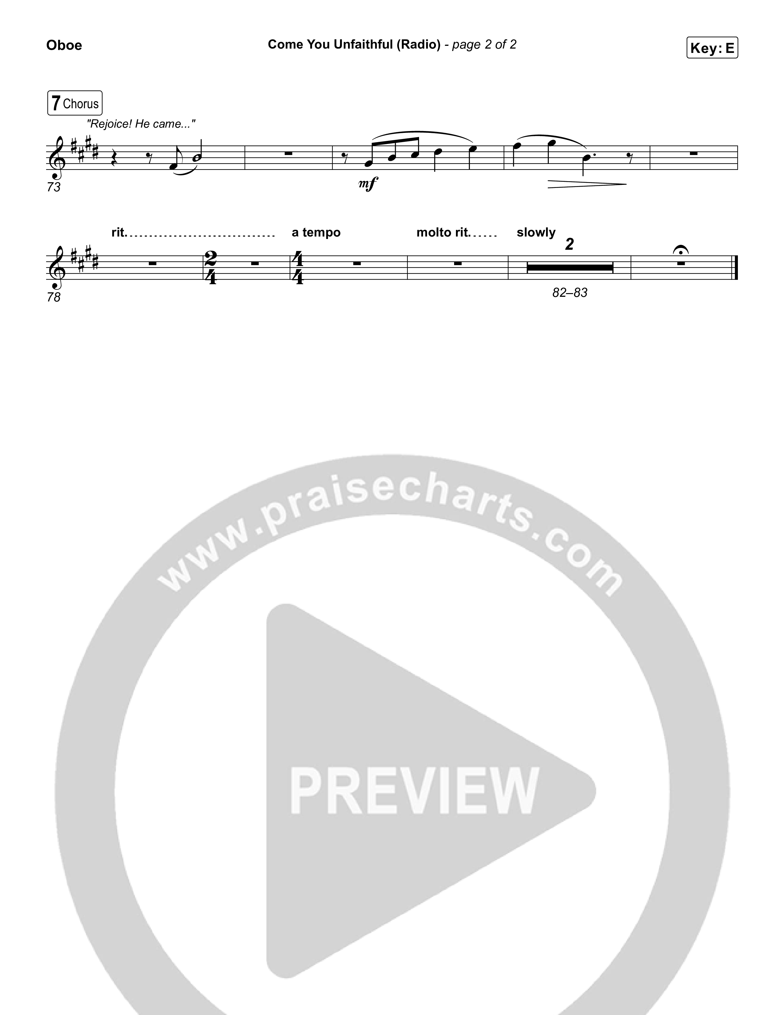 Come You Unfaithful (Radio) Oboe (Michael Boggs)