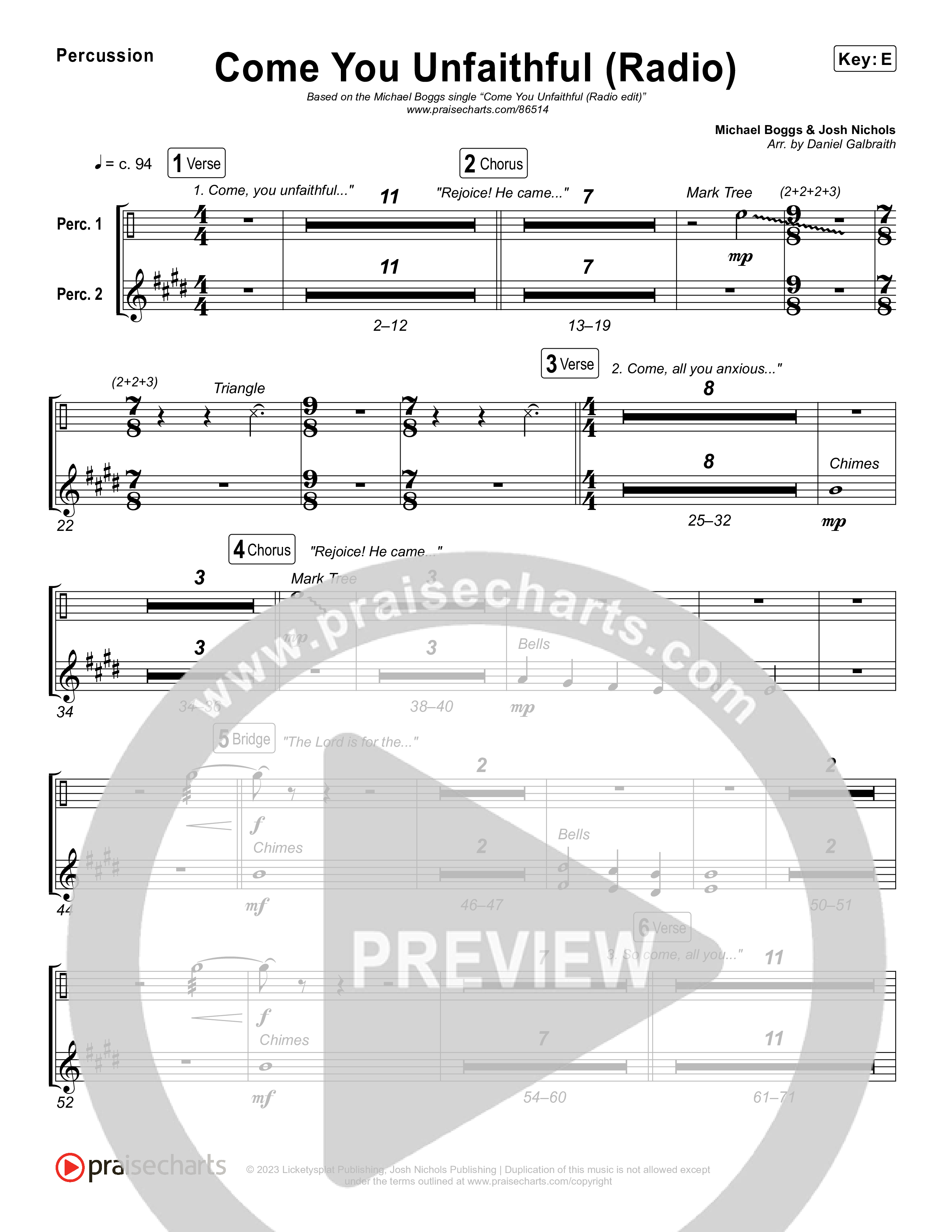 Come You Unfaithful (Radio) Percussion (Michael Boggs)