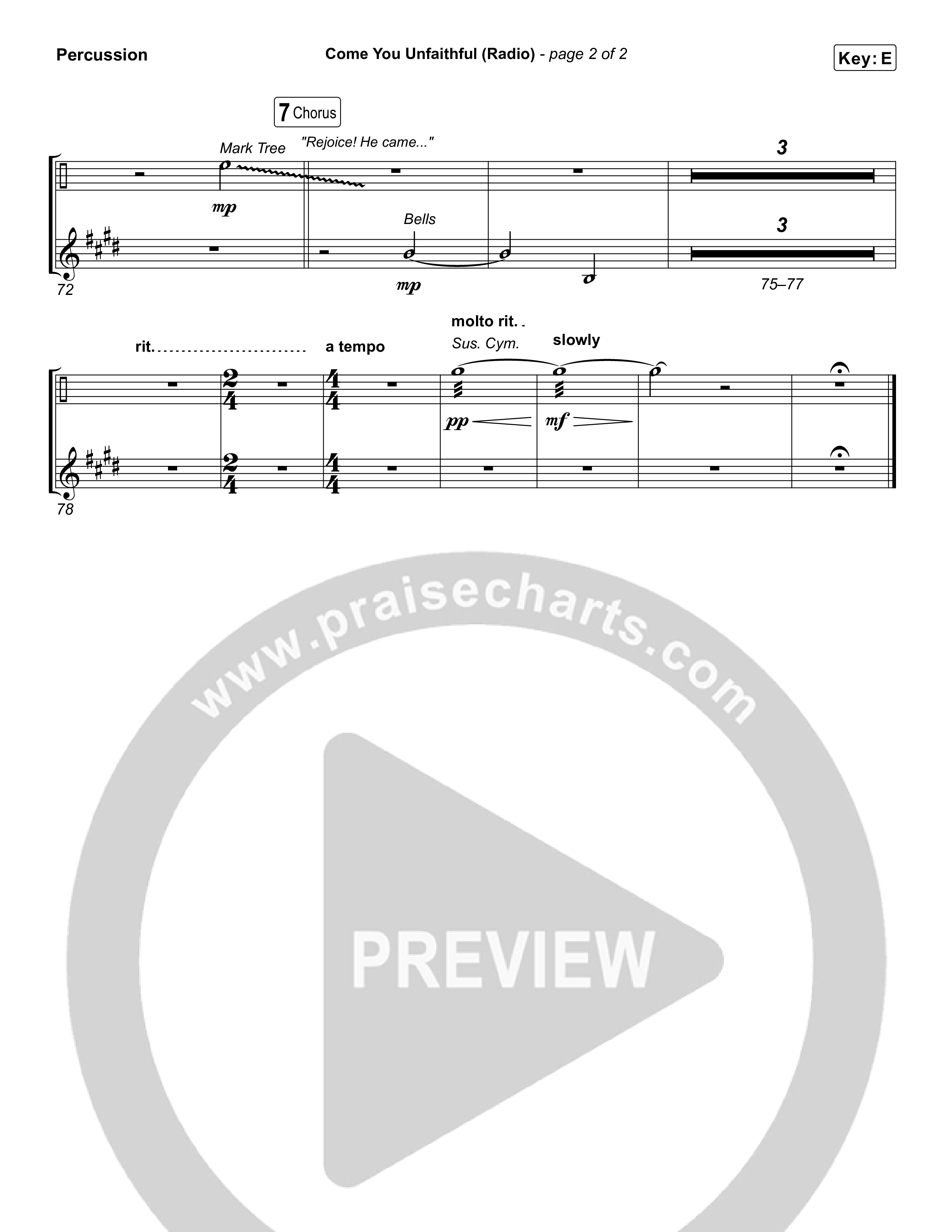 Come You Unfaithful (Radio) Percussion (Michael Boggs)