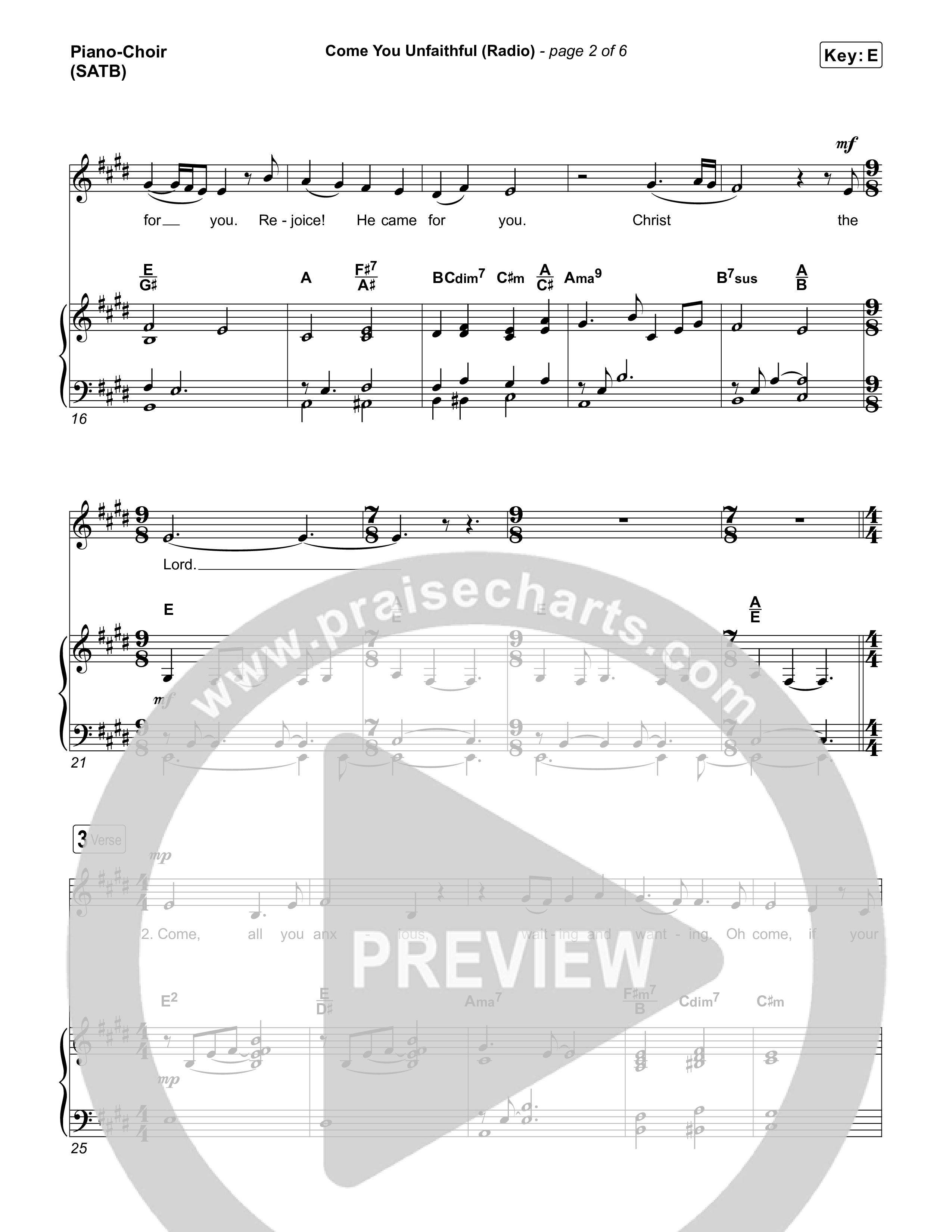 Come You Unfaithful (Radio) Piano/Vocal Pack (Michael Boggs)