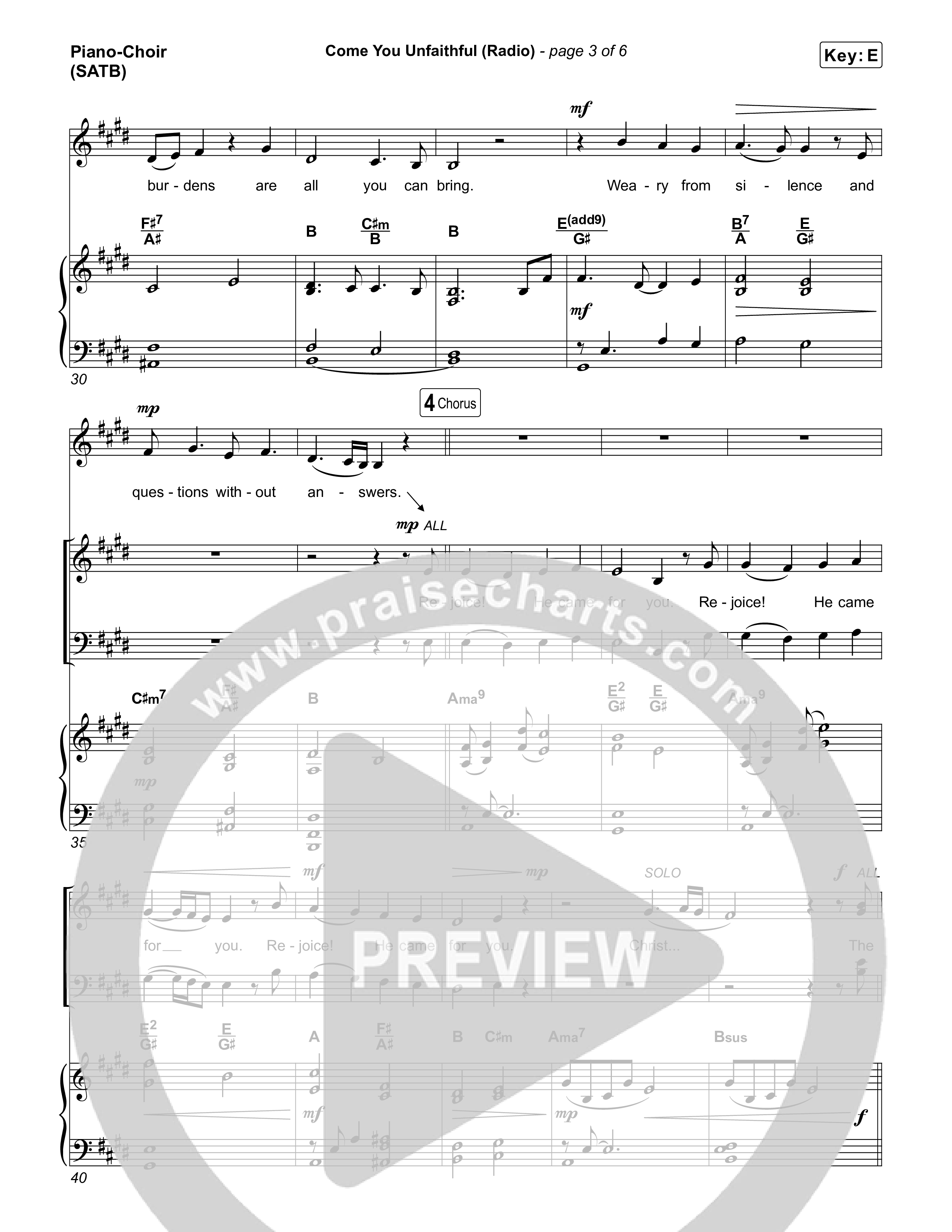 Come You Unfaithful (Radio) Piano/Vocal Pack (Michael Boggs)