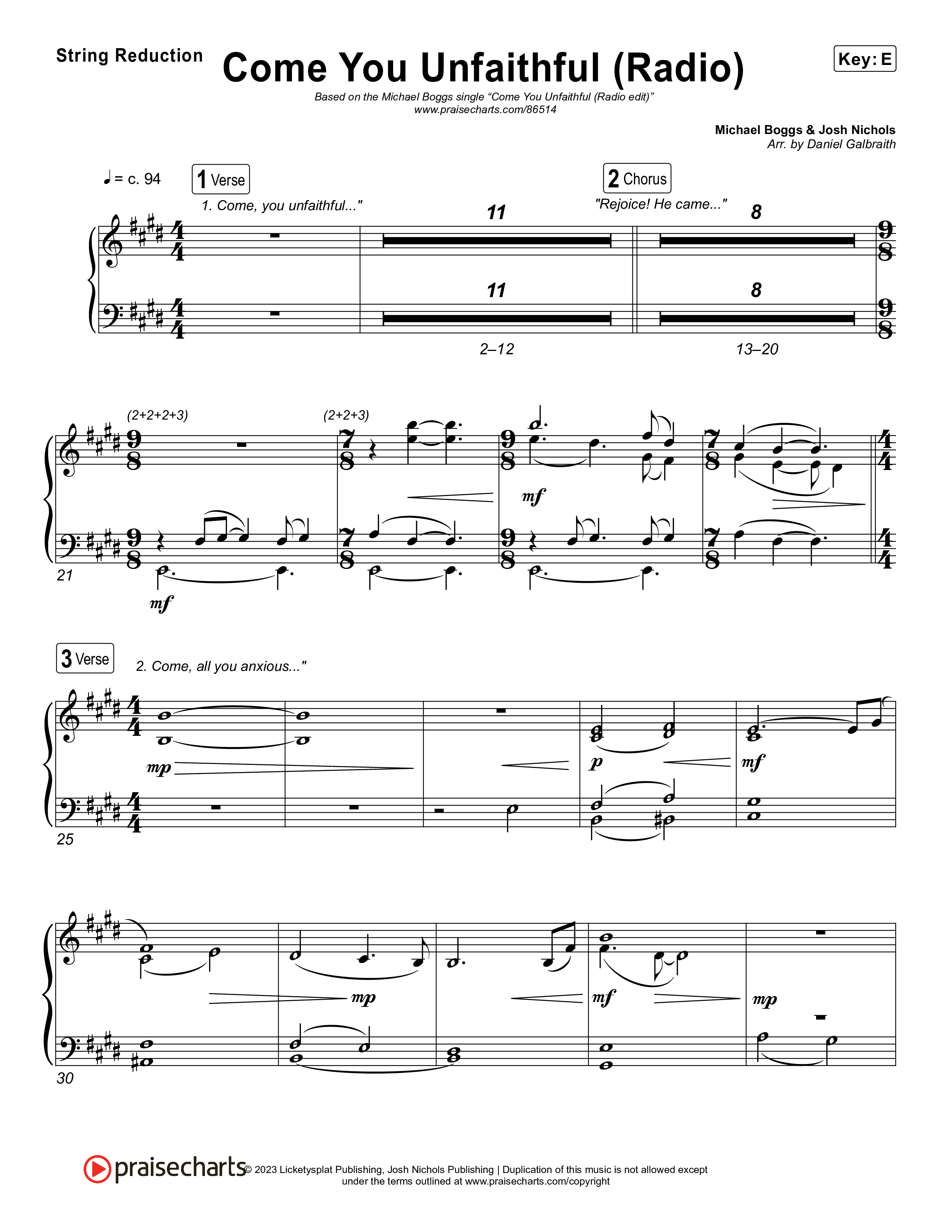 Come You Unfaithful (Radio) String Reduction (Michael Boggs)