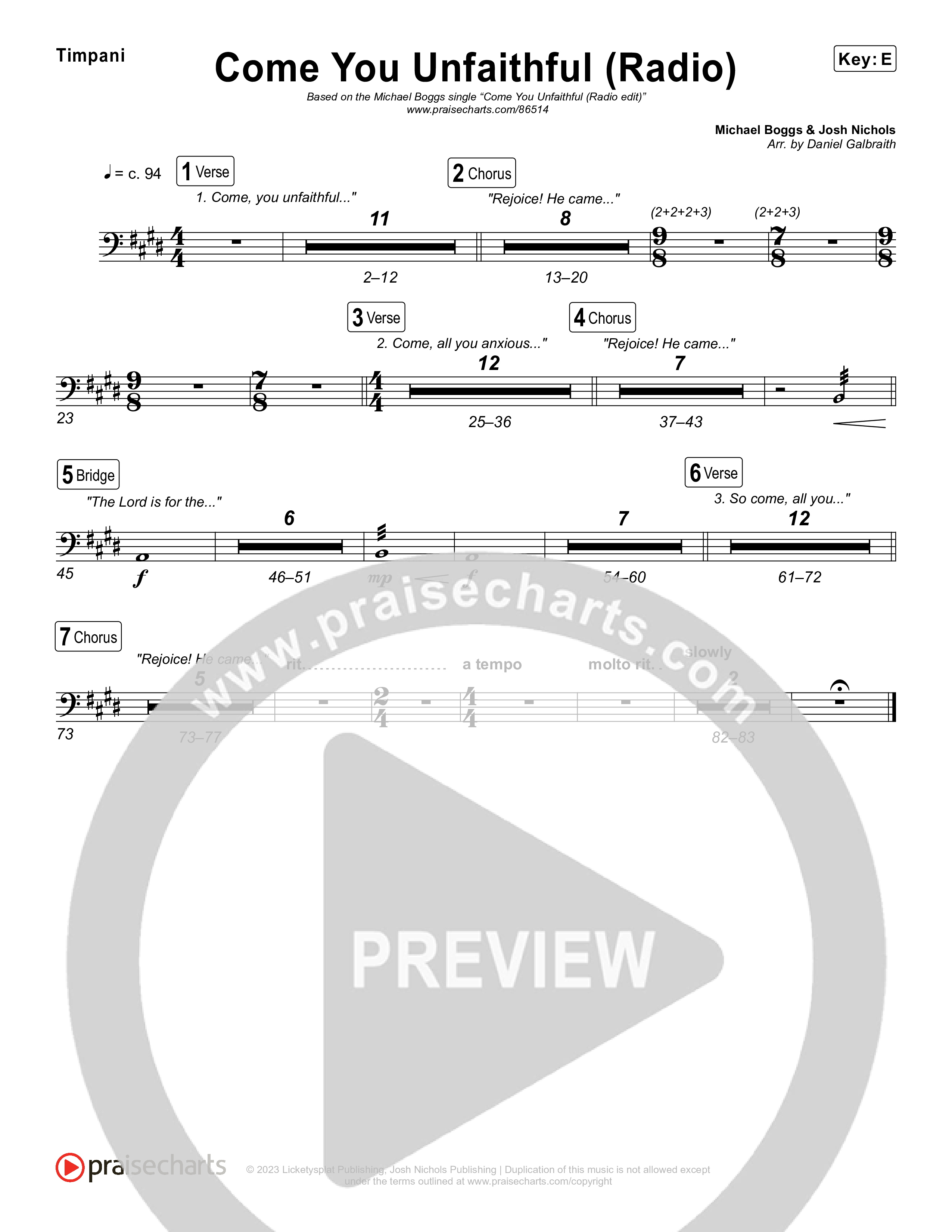 Come You Unfaithful (Radio) Timpani (Michael Boggs)