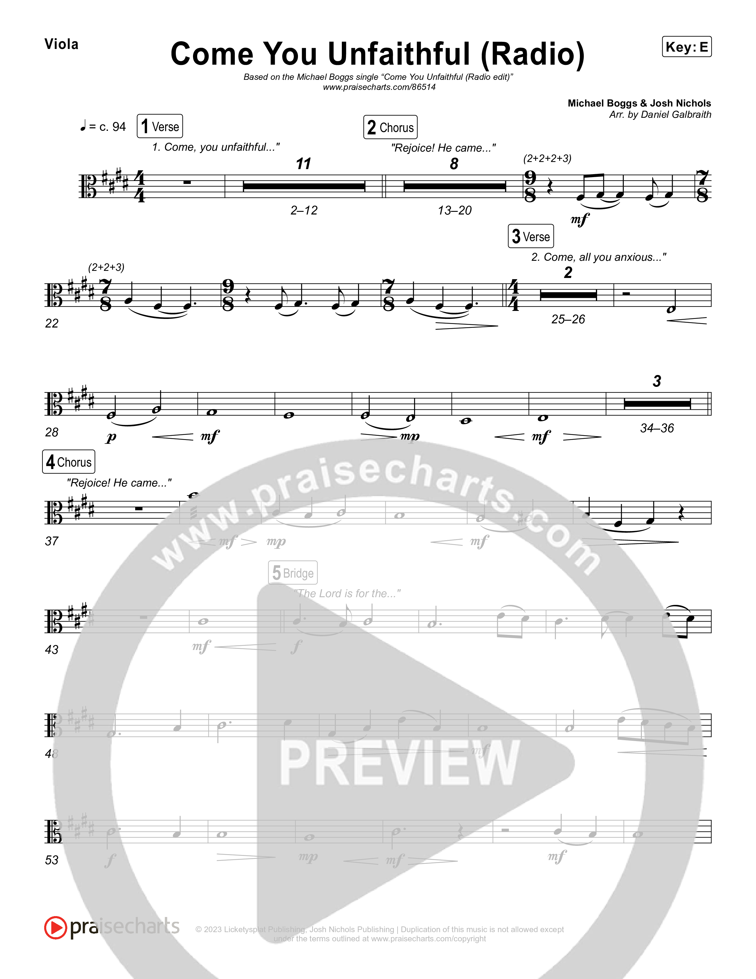 Come You Unfaithful (Radio) String Pack (Michael Boggs)