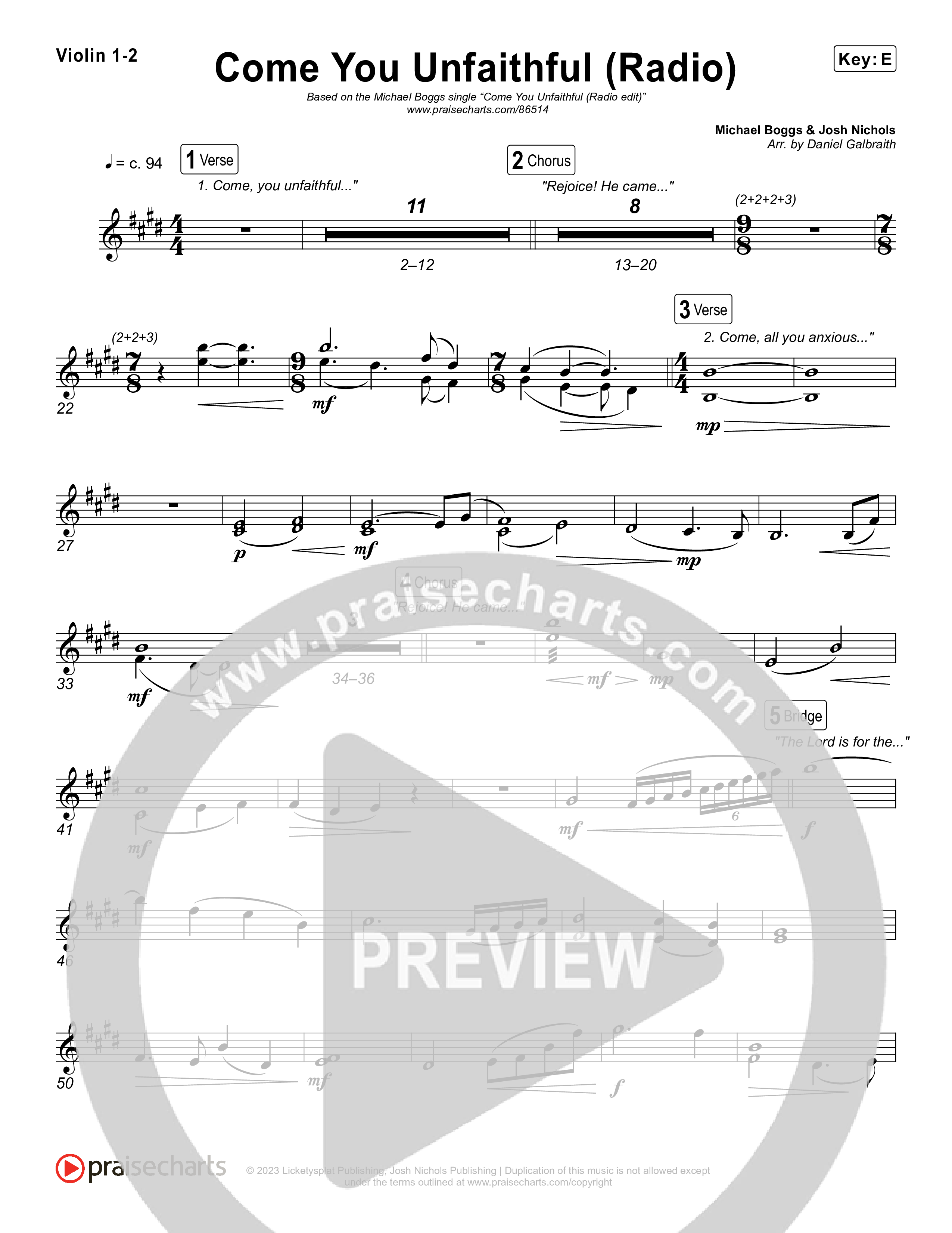 Come You Unfaithful (Radio) String Pack (Michael Boggs)