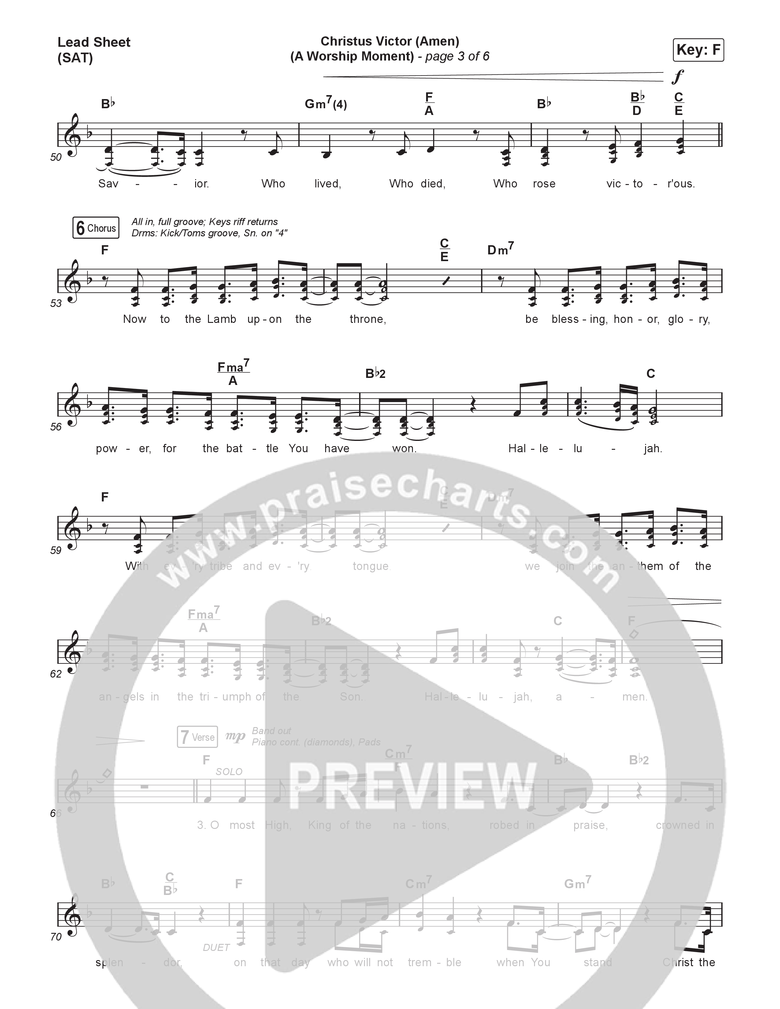 Christus Victor (Amen) (A Worship Moment) (Choral/SATB) Lead Sheet (SAT) (Brooke Voland / Travis Cottrell / Arr. Mason Brown)