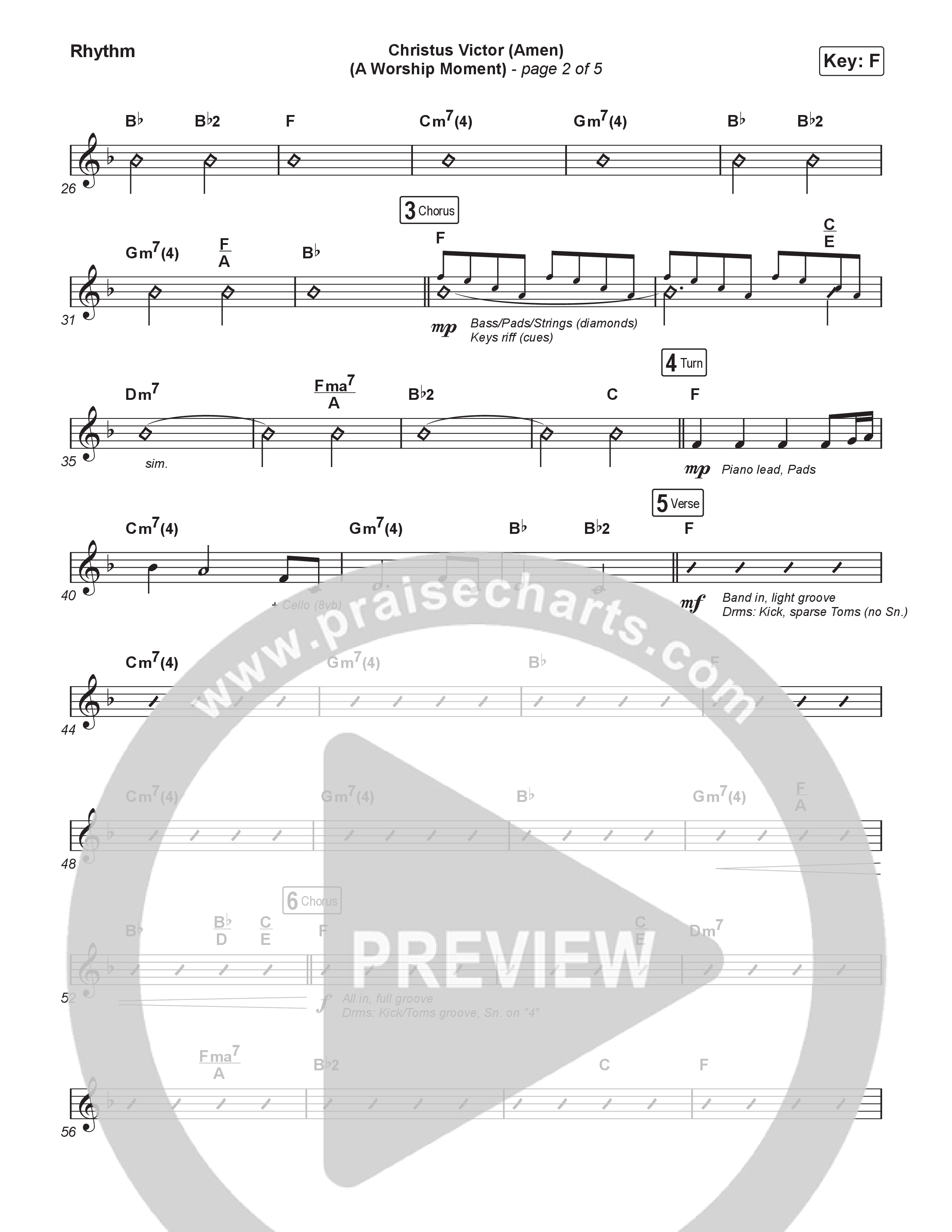 Christus Victor (Amen) (A Worship Moment) (Choral/SATB) Rhythm Chart (Brooke Voland / Travis Cottrell / Arr. Mason Brown)