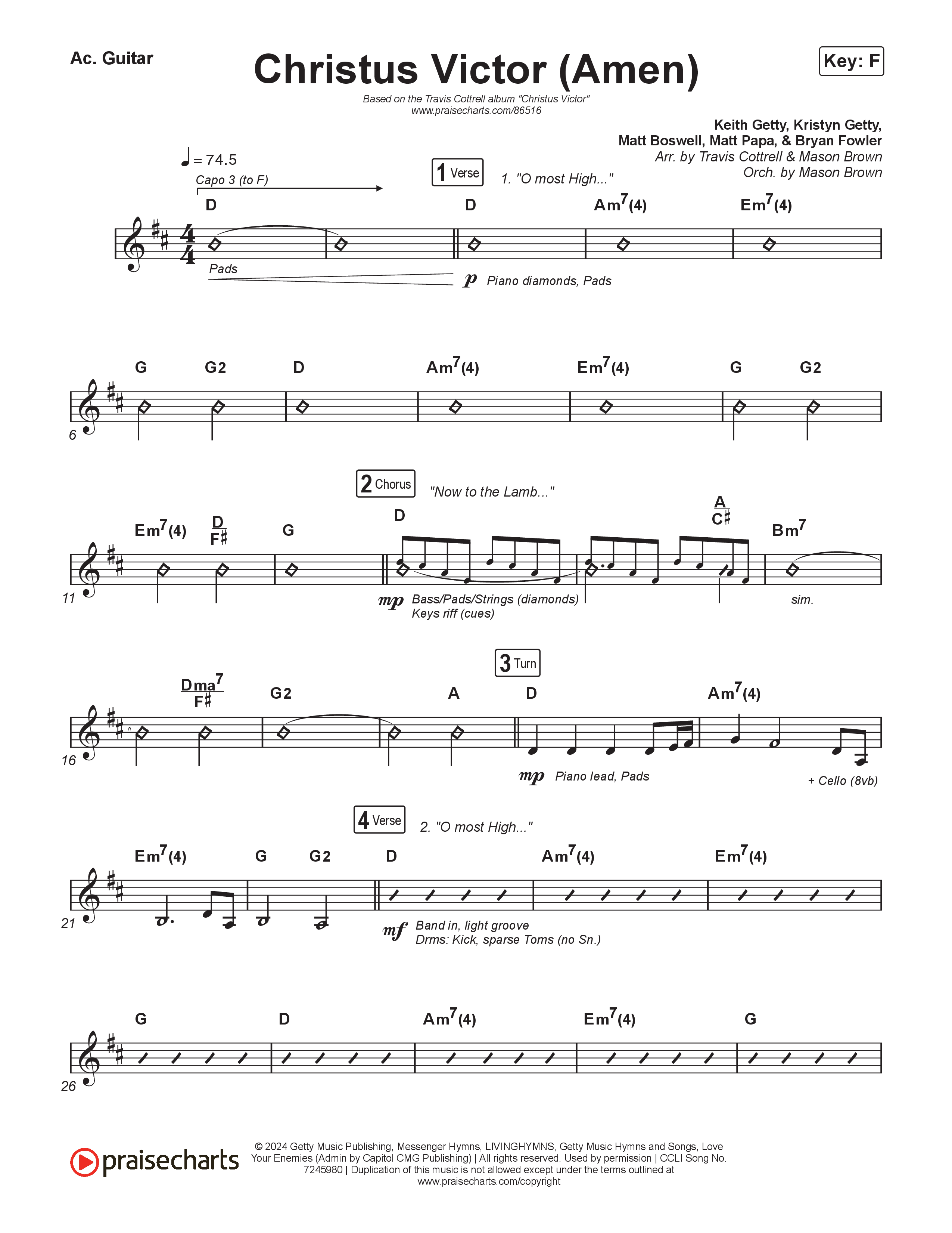Christus Victor (Amen) (Choral/SATB) Acoustic Guitar (Brooke Voland / Travis Cottrell / Arr. Mason Brown)