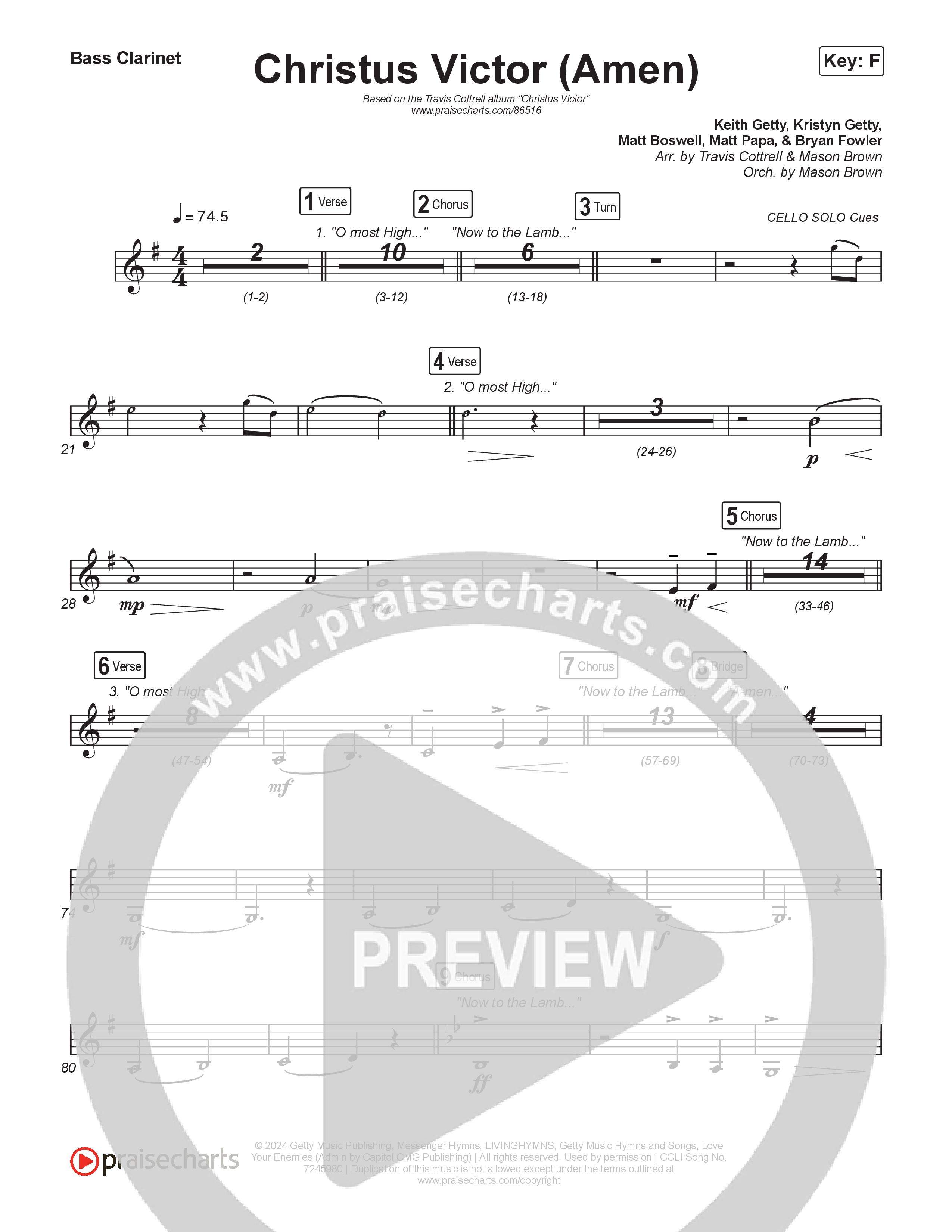 Christus Victor (Amen) (Choral/SATB) Bass Clarinet (Brooke Voland / Travis Cottrell / Arr. Mason Brown)