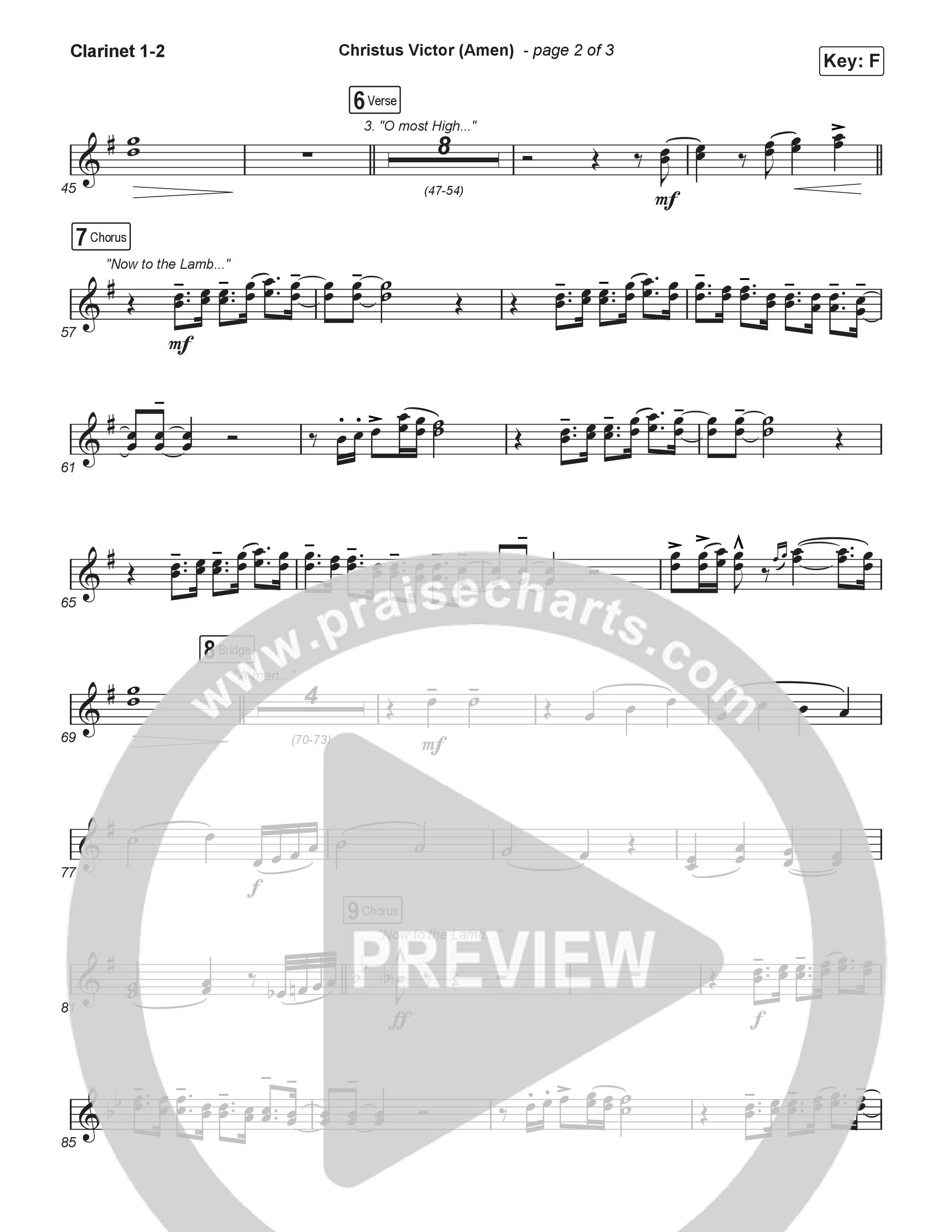 Christus Victor (Amen) (Choral/SATB) Clarinet 1,2 (Brooke Voland / Travis Cottrell / Arr. Mason Brown)