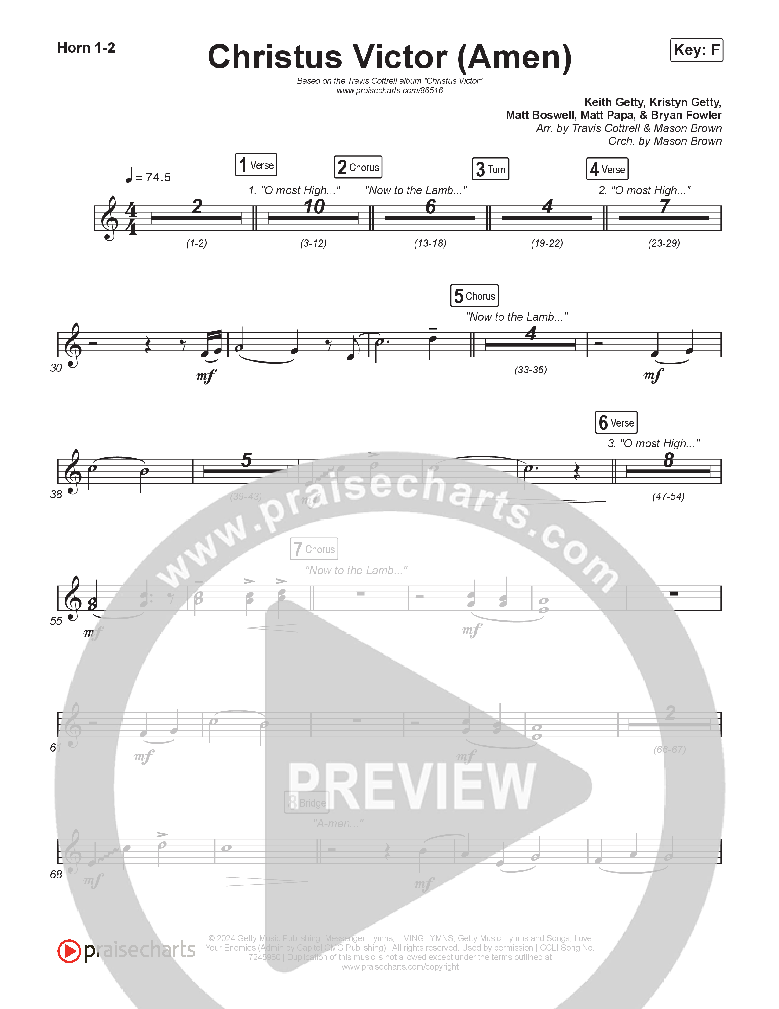 Christus Victor (Amen) (Choral/SATB) Brass Pack (Brooke Voland / Travis Cottrell / Arr. Mason Brown)