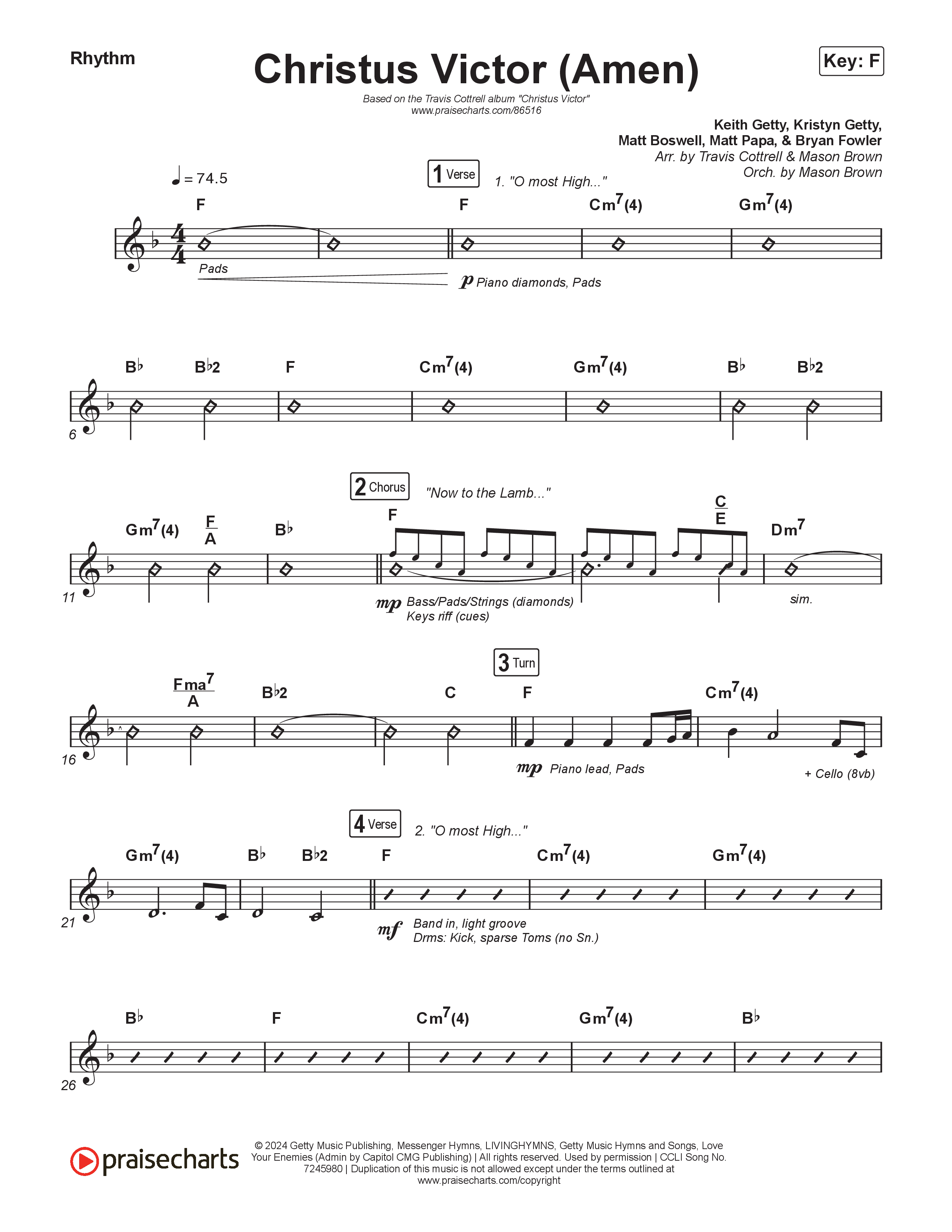 Christus Victor (Amen) (Choral/SATB) Rhythm Pack (Brooke Voland / Travis Cottrell / Arr. Mason Brown)