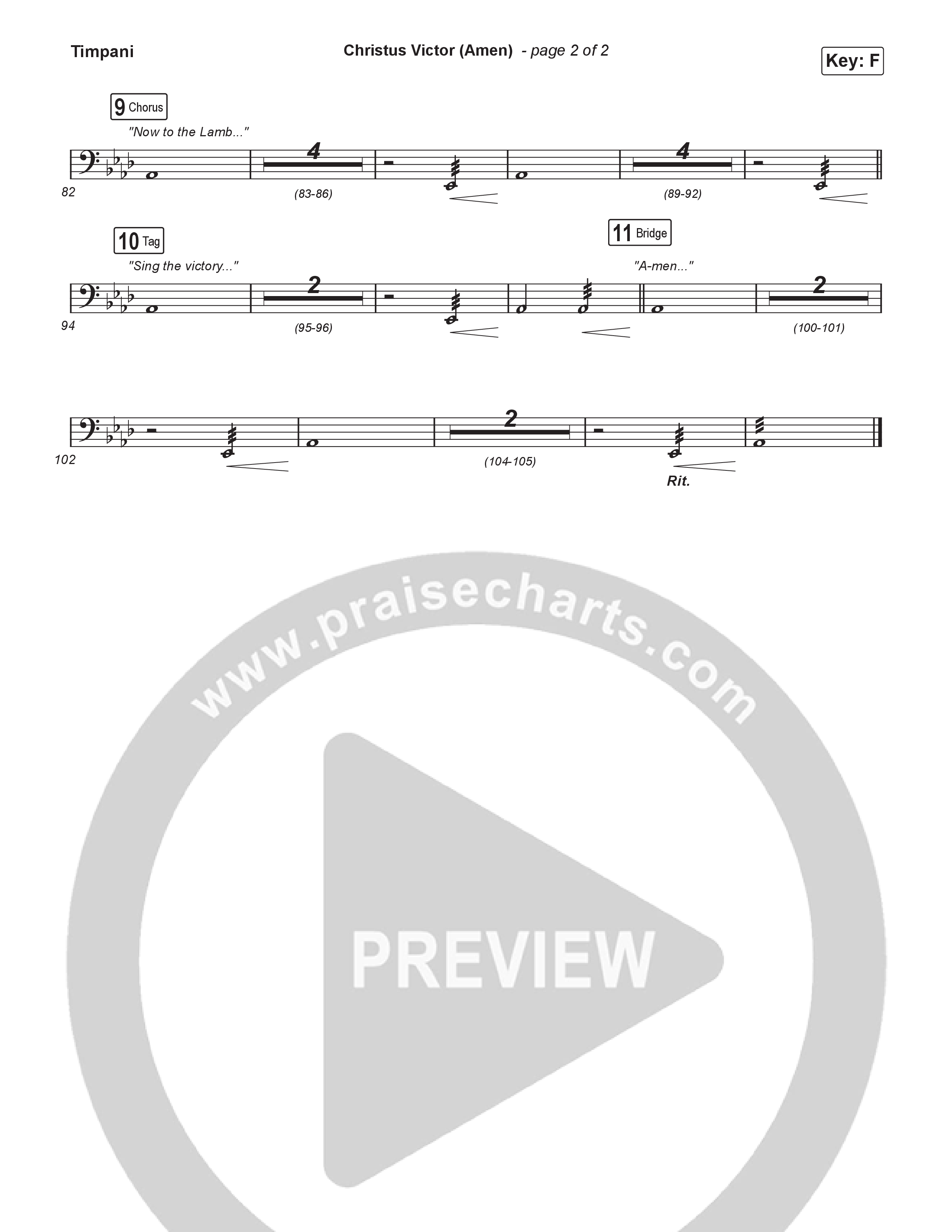 Christus Victor (Amen) (Choral/SATB) Timpani (Brooke Voland / Travis Cottrell / Arr. Mason Brown)
