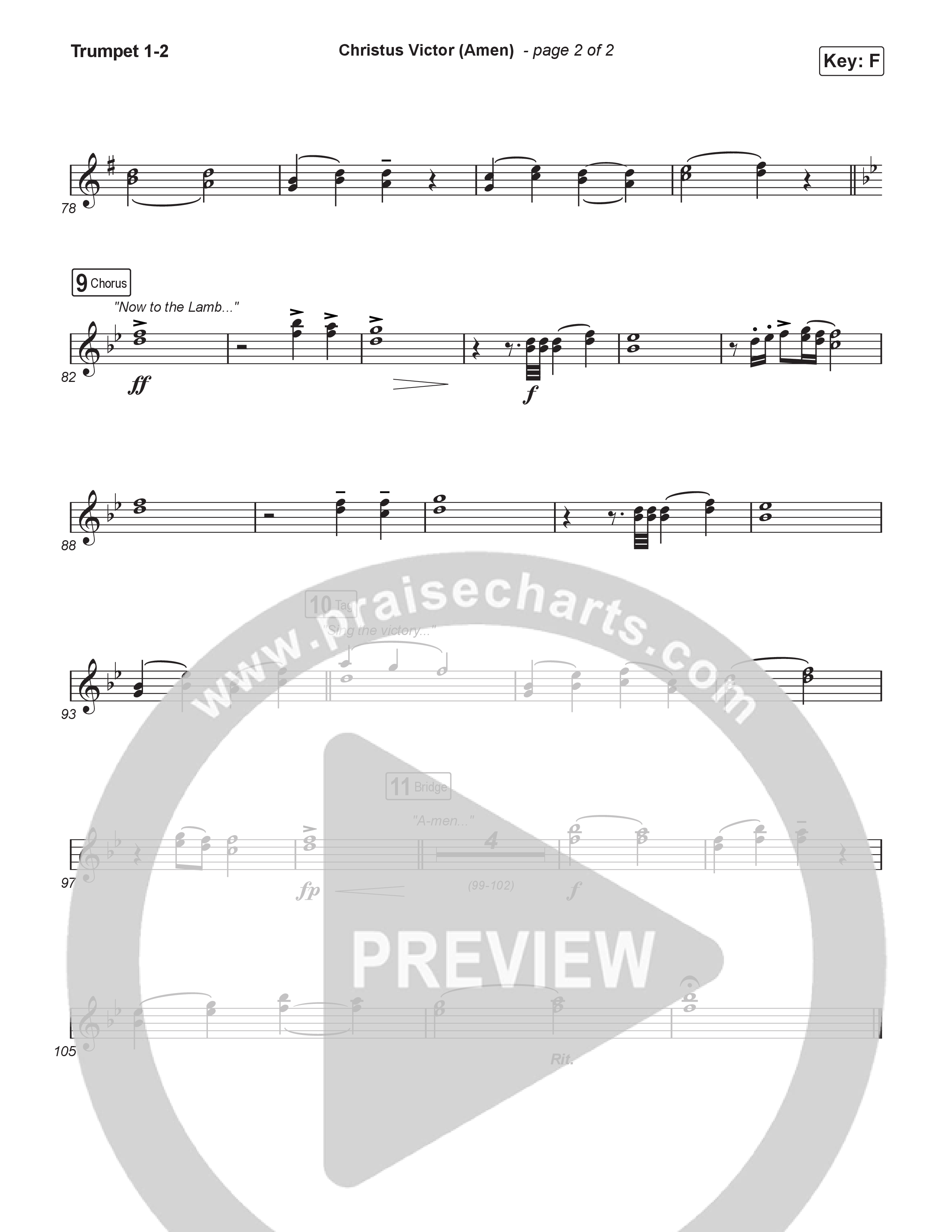 Christus Victor (Amen) (Choral/SATB) Trumpet 1,2 (Brooke Voland / Travis Cottrell / Arr. Mason Brown)